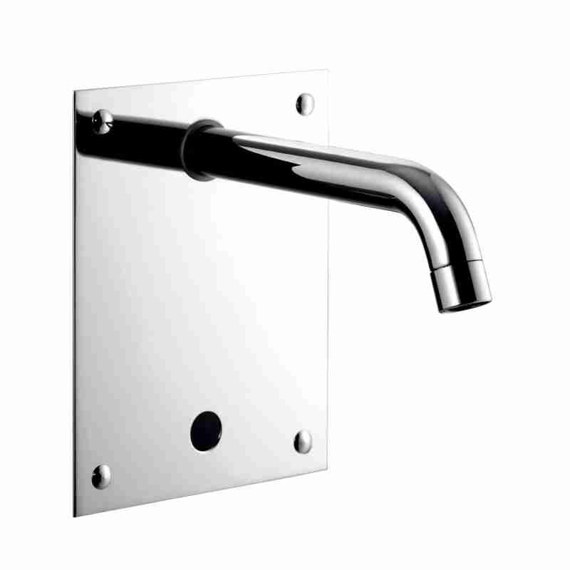 GRIFO ELECTRÓNICO EMPOTRADO PARA FREGADERO CON MANDO ELECTRÓNICO POR FOTOCÉLULA Y SISTEMA ANTIVANDALICO. GRIFO DE AGUA SIMPLE (1 ENTRADA DE AGUA FRÍA, CALIENTE O MIXTA) CON ENTRADA LATERAL 360° Y ALIMENTACIÓN POR BATERÍA DE LITIO DE 6V.