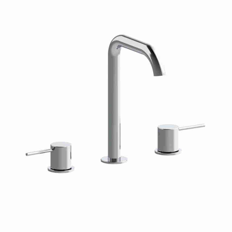 3-HOLE WASHBASIN MIXER WITH 1" 1/4 CLICK-CLACK DRAIN AND FULL-COVERAGE CAP.
