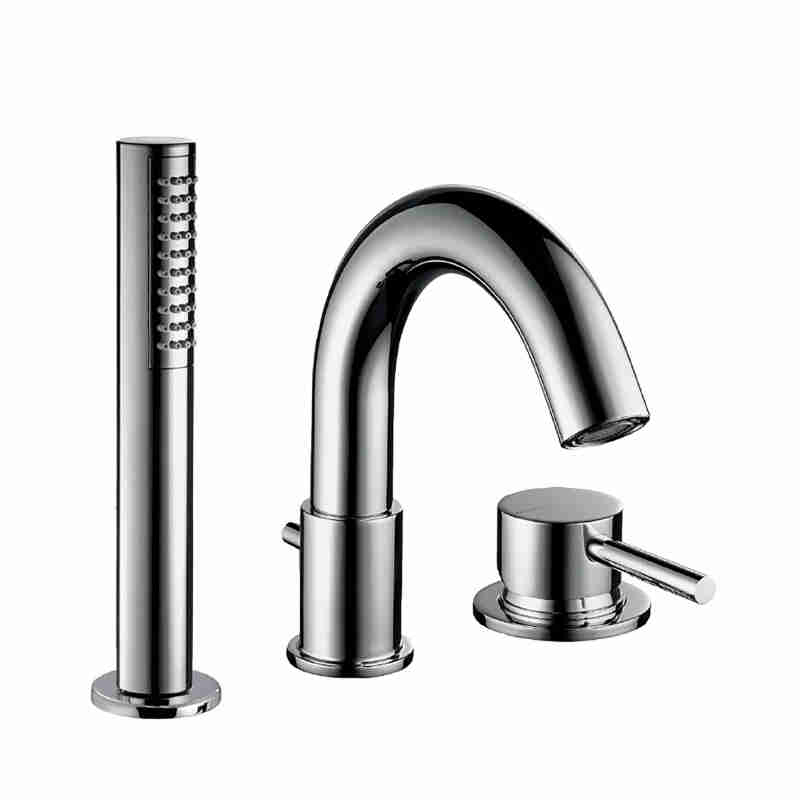 3-HOLE BATH EDGE MIXER WITH SINGLE-LEVER MIXER, DIVERTER SPOUT, 1.5M GLISS HOSE AND SHOWER HEAD.
