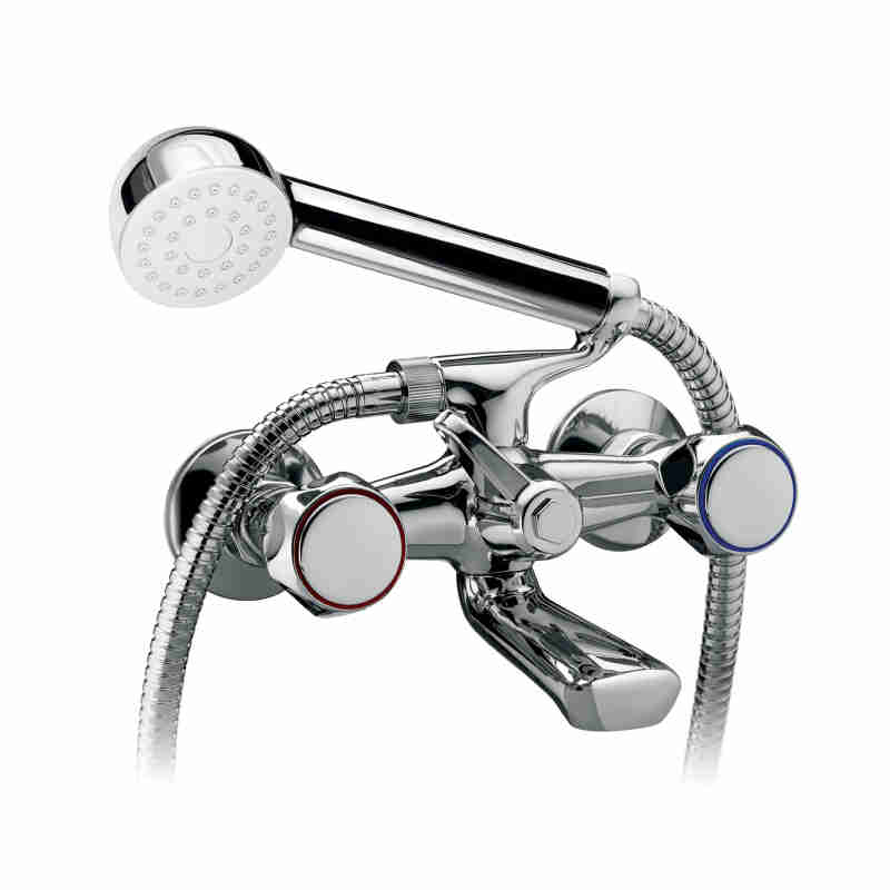 BATH GROUP WITH DIVERTER, INTEGRATED SHOWER SUPPORT, 1.5M FLEXIBLE HOSE AND SHOWER HEAD.