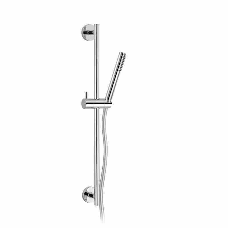 BRASS SHOWER ROD, Ø 18MM, WITH ADJUSTABLE ABS SUPPORT, 1.5M FLEXIBLE HOSE AND ABS SHOWER HEAD.