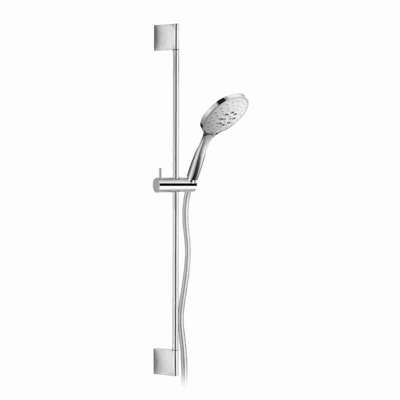 TIGE DE DOUCHE EN LAITON, Ø 14MM, AVEC SUPPORT DE DOUCHE RÉGLABLE EN ABS, TUYAU DOUBLE SERTISSAGE DE 1,5M ET POIGNÉE DE DOUCHE 3 JETS ABS.