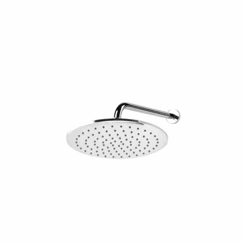 ROUND ABS SHOWER HEAD, Ø 230MM, HORIZONTAL BRASS ARM.