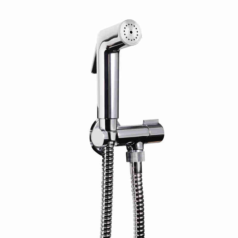 TOMA DE AGUA DE LATON CON GRIFO INTEGRADO, MANGUERA FLEXIBLE DE 1,2M Y HIDROCEPILLO ABS DE 2 JETS.