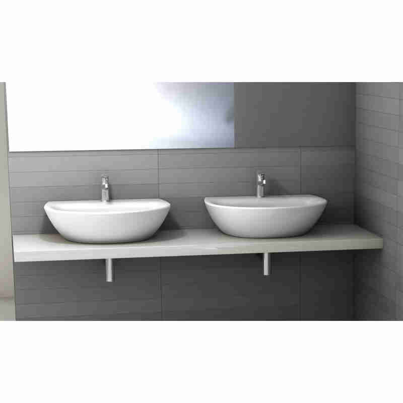 WALL-MOUNTED AND COUNTERTOP WASHBASIN WITH TAP HOLE AND OVERFLOW.