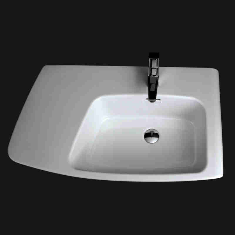 WALL-MOUNTED SINK WITH OVERFLOW,