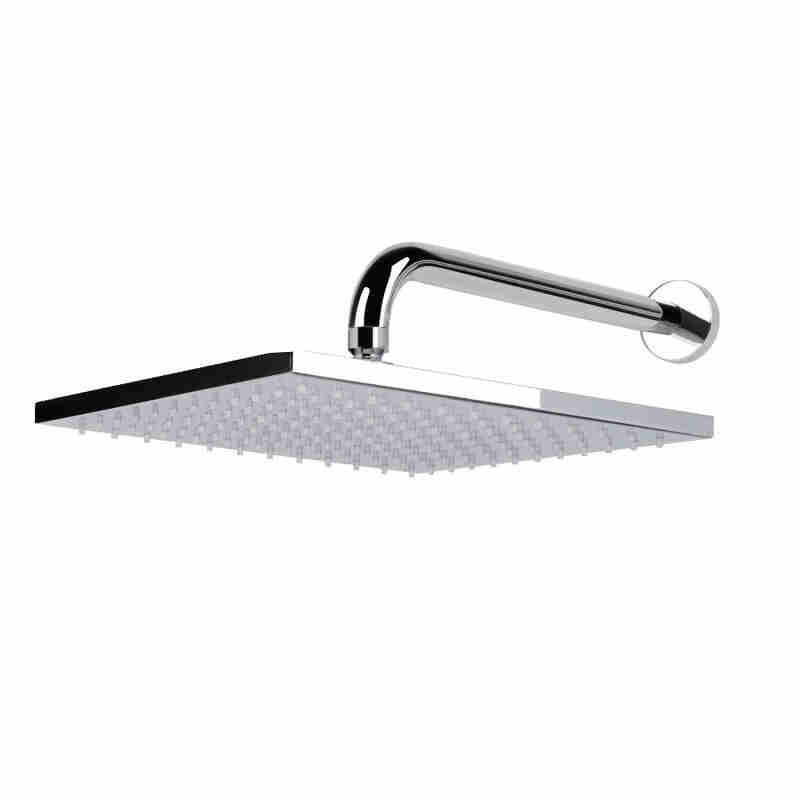 SQUARE SHOWER HEAD 250x250 BRASS W/HORIZONTAL ARM 350MM-CHROME