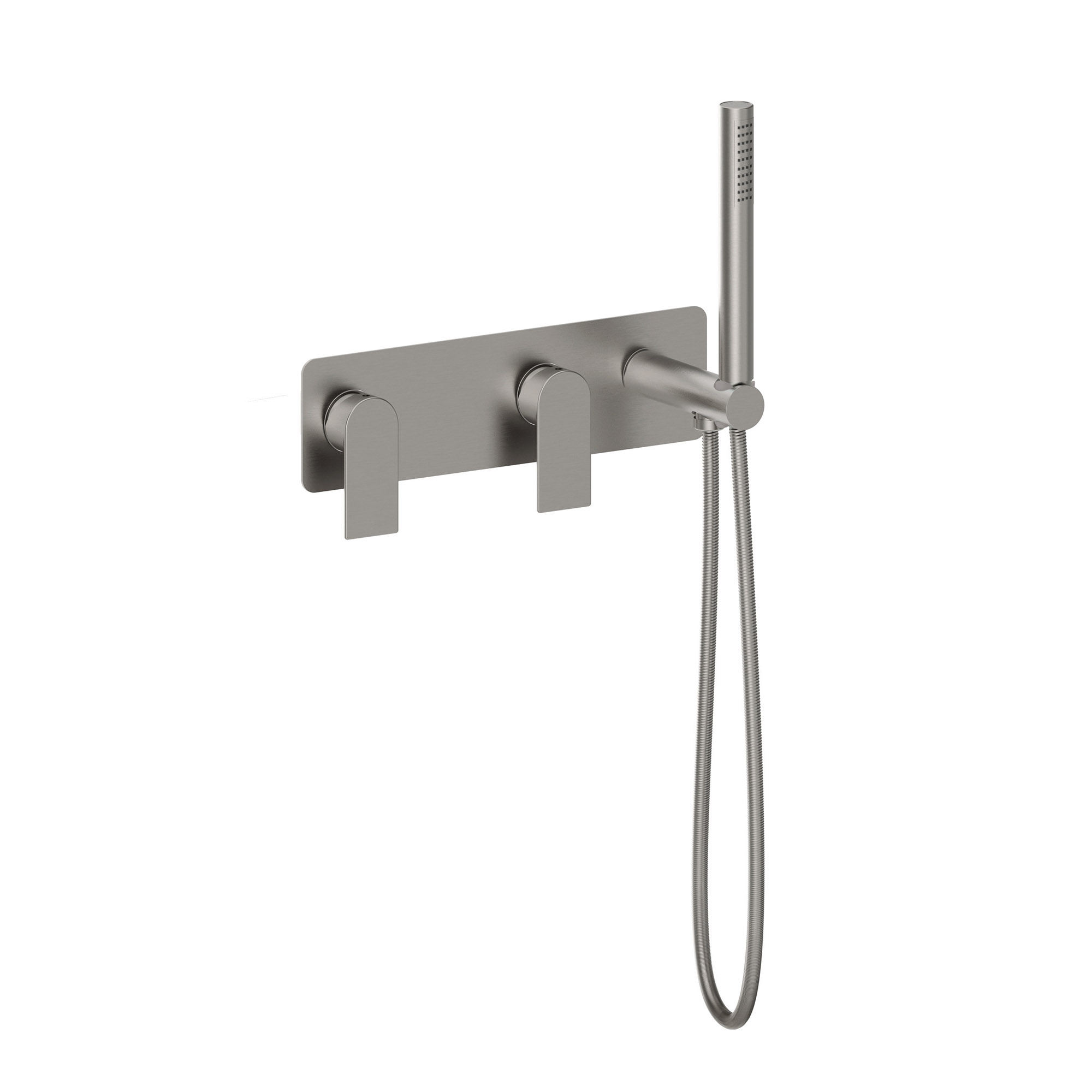 PARTI ESTERNE PER 2 MISCELATORI PER DOCCIA DA INCASSO CON SUPPORTO DOCCIA FISSO IN OTTONE CON EROGAZIONE, FLESSIBILE 1,5M, DOCCETTA.