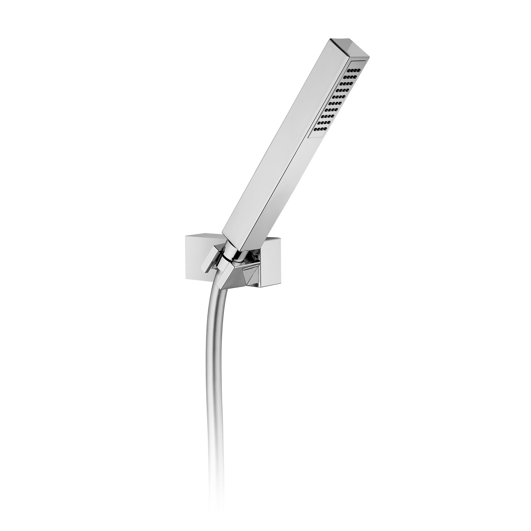 ADJUSTABLE SHOWER BRACKET IN ABS WITH 1.5M FLEXIBLE HOSE AND 28X28MM ABS SHOWER HEAD.