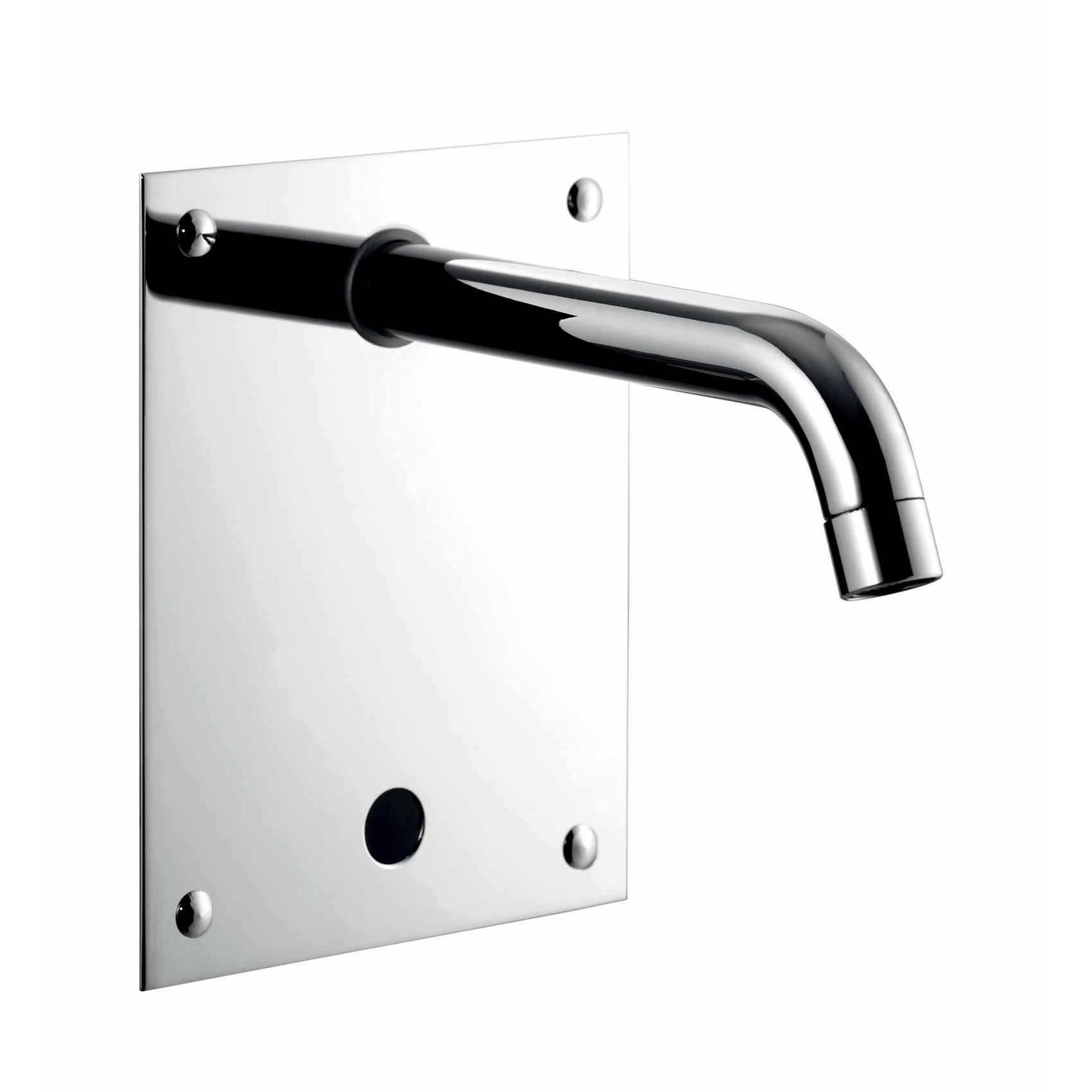 ROBINET ÉLECTRONIQUE ENCASTRÉ POUR ÉVIER AVEC COMMANDE DE PHOTOCELLULE ÉLECTRONIQUE ET SYSTÈME ANTI-VANDALE. ROBINET D'EAU SIMPLE (1 ARRIVÉE D'EAU FROIDE, CHAUDE OU MIXTE) AVEC ARRIVÉE LATÉRALE 360° ET ALIMENTATION PAR BATTERIE LITHIUM 6V.