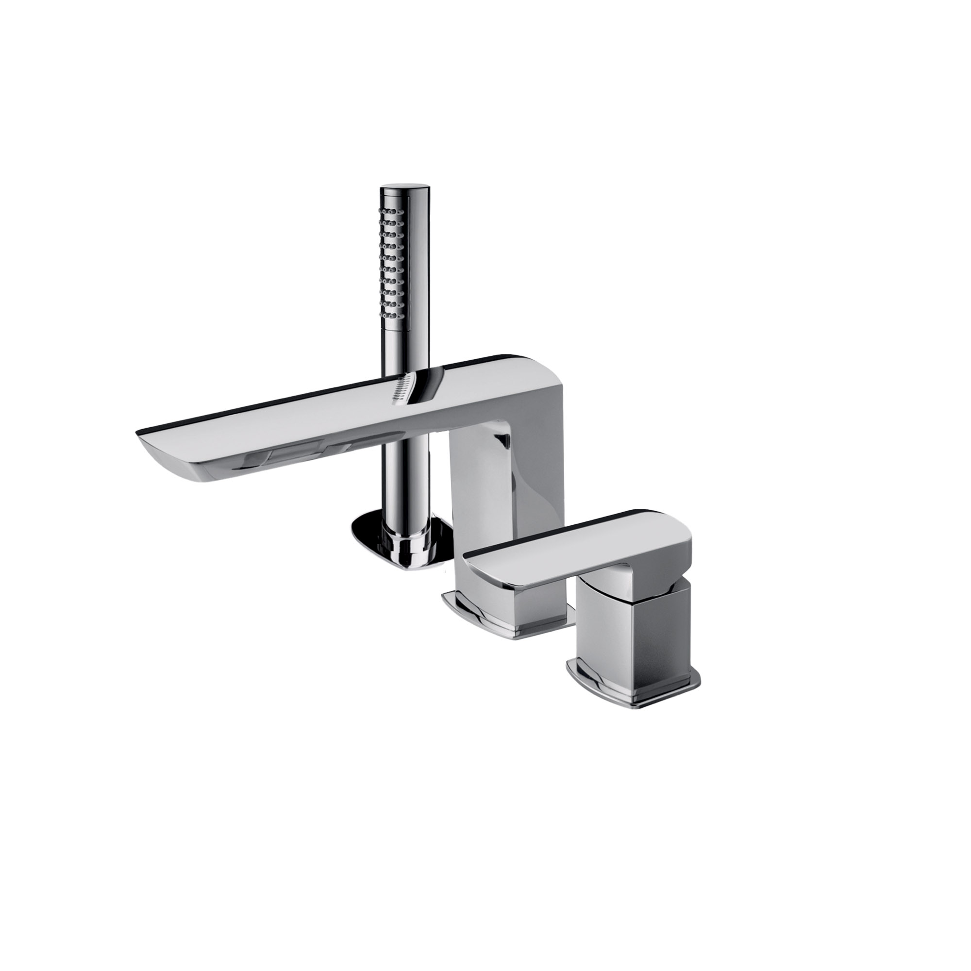 BATTERIA PER BORDO VASCA 3 FORI CON MISCELATORE MONOCOMANDO, BOCCA DEVIATORE,FLESSIBILE GLISS 1,5M E DOCCETTA.