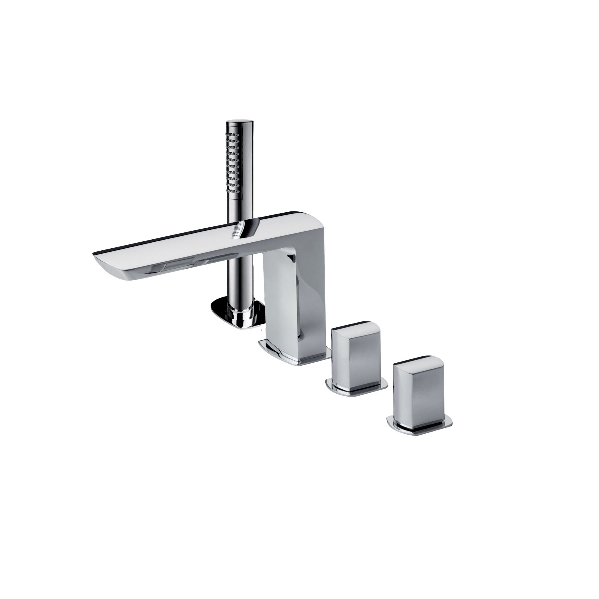 SET DE BAIN 4 TROUS AVEC ROBINETS, BEC INVERSEUR, TUYAU GLISS 1,5M ET MANETTE DE DOUCHE.