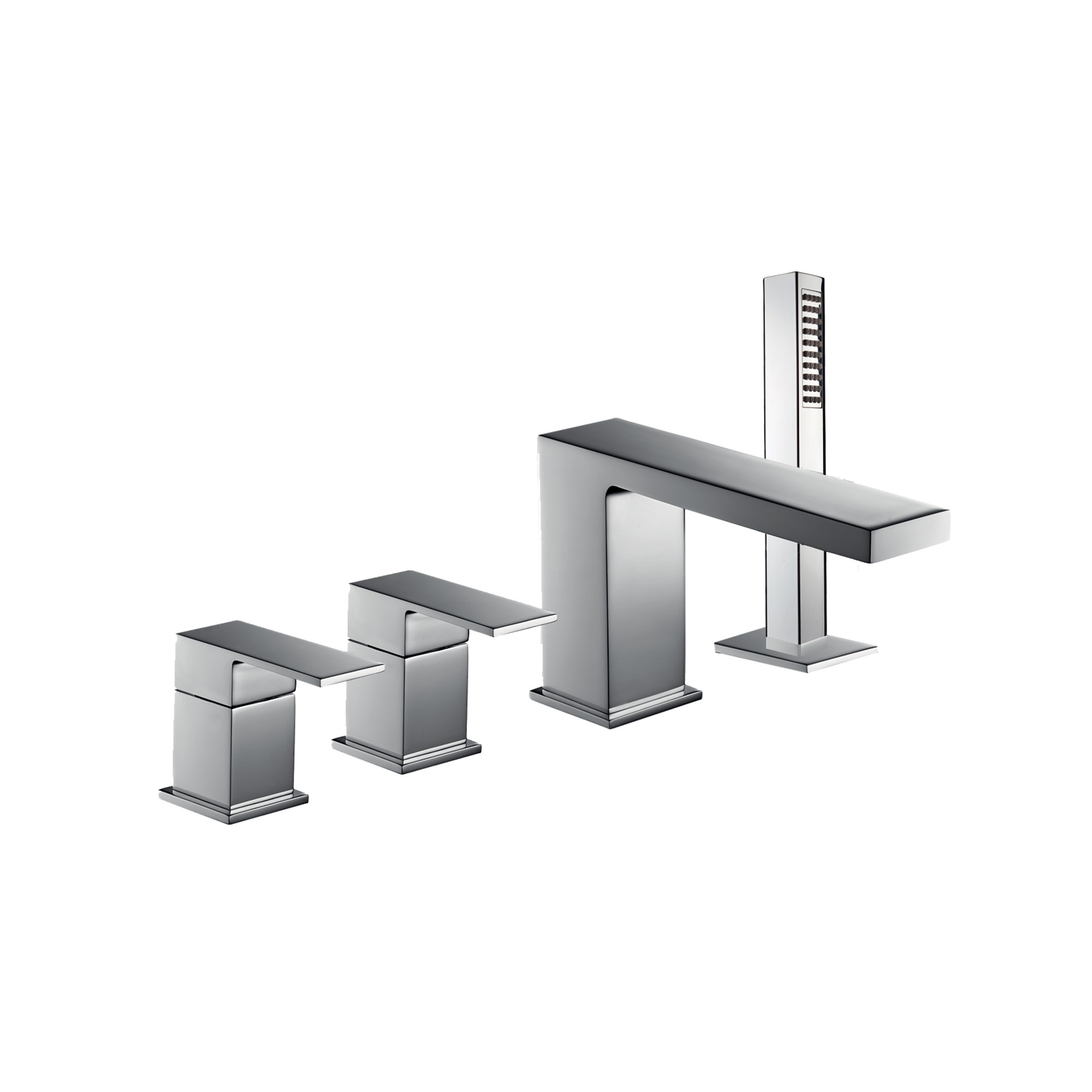 SET DE BAIN 4 TROUS AVEC ROBINETS, BEC INVERSEUR, TUYAU GLISS 1,5M ET MANETTE DE DOUCHE.