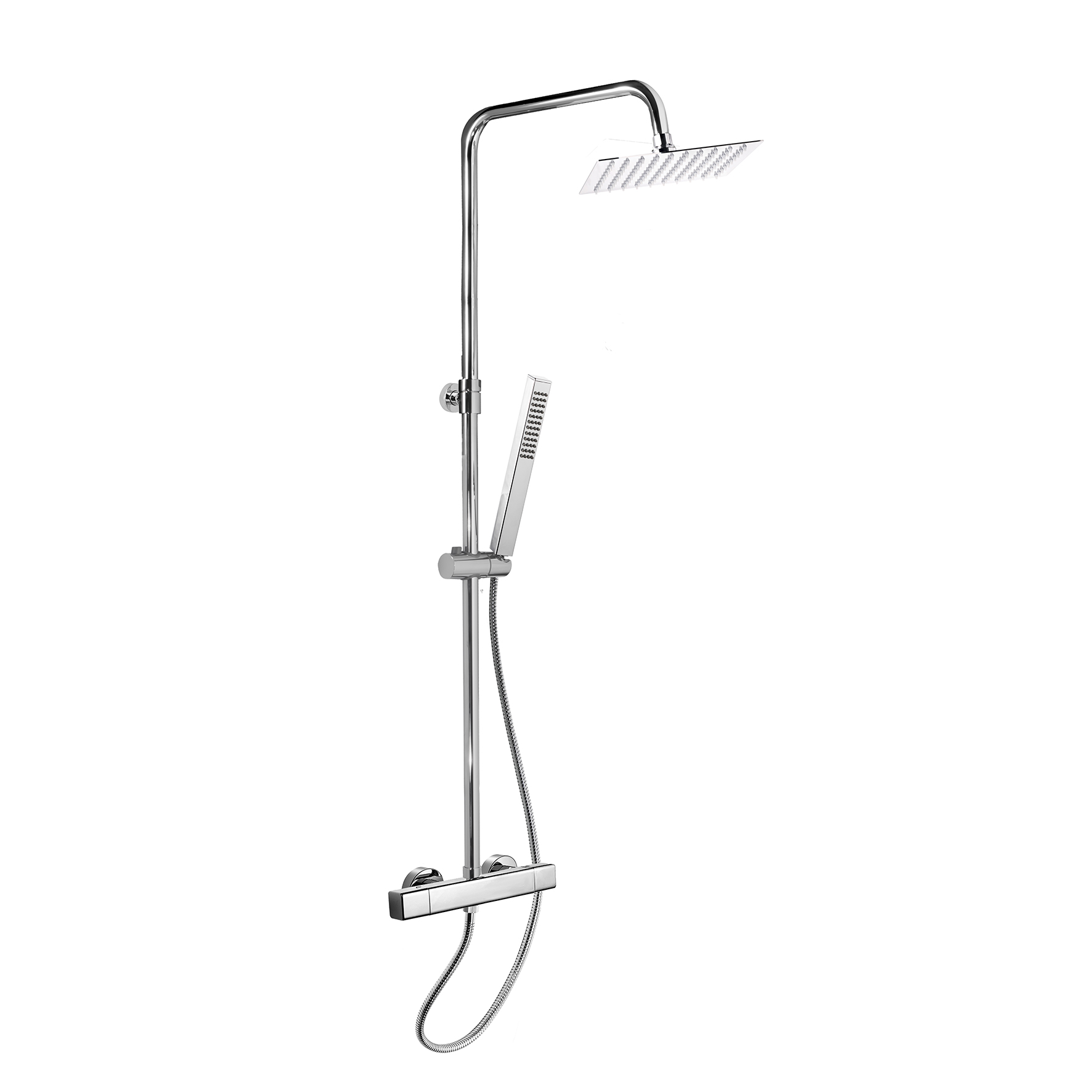 ACQUACLIMA® THERMOSTATIC MIXER FOR SHOWER WITH INTEGRATED SHOWER COLUMN, DIVERTER, 1.5M HOSE, HAND SHOWER AND SHOWER HEAD.