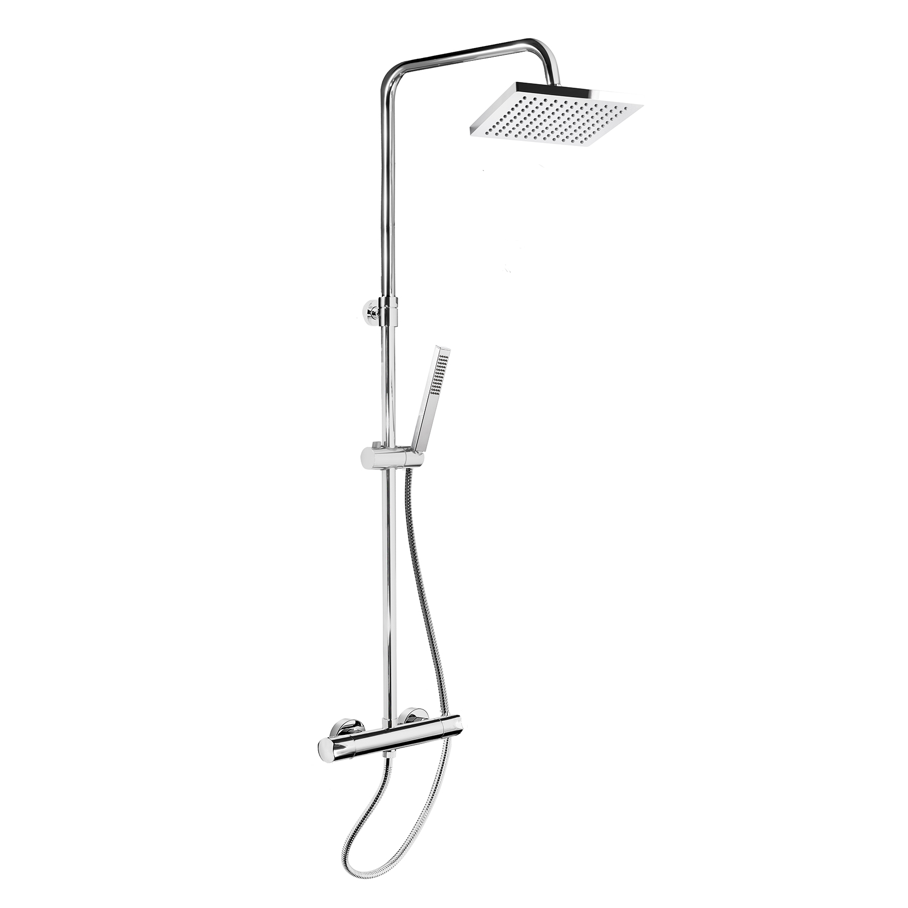 ACQUACLIMA® THERMOSTATIC MIXER FOR SHOWER WITH INTEGRATED SHOWER COLUMN, DIVERTER, 1.5M HOSE, HAND SHOWER AND SHOWER HEAD.