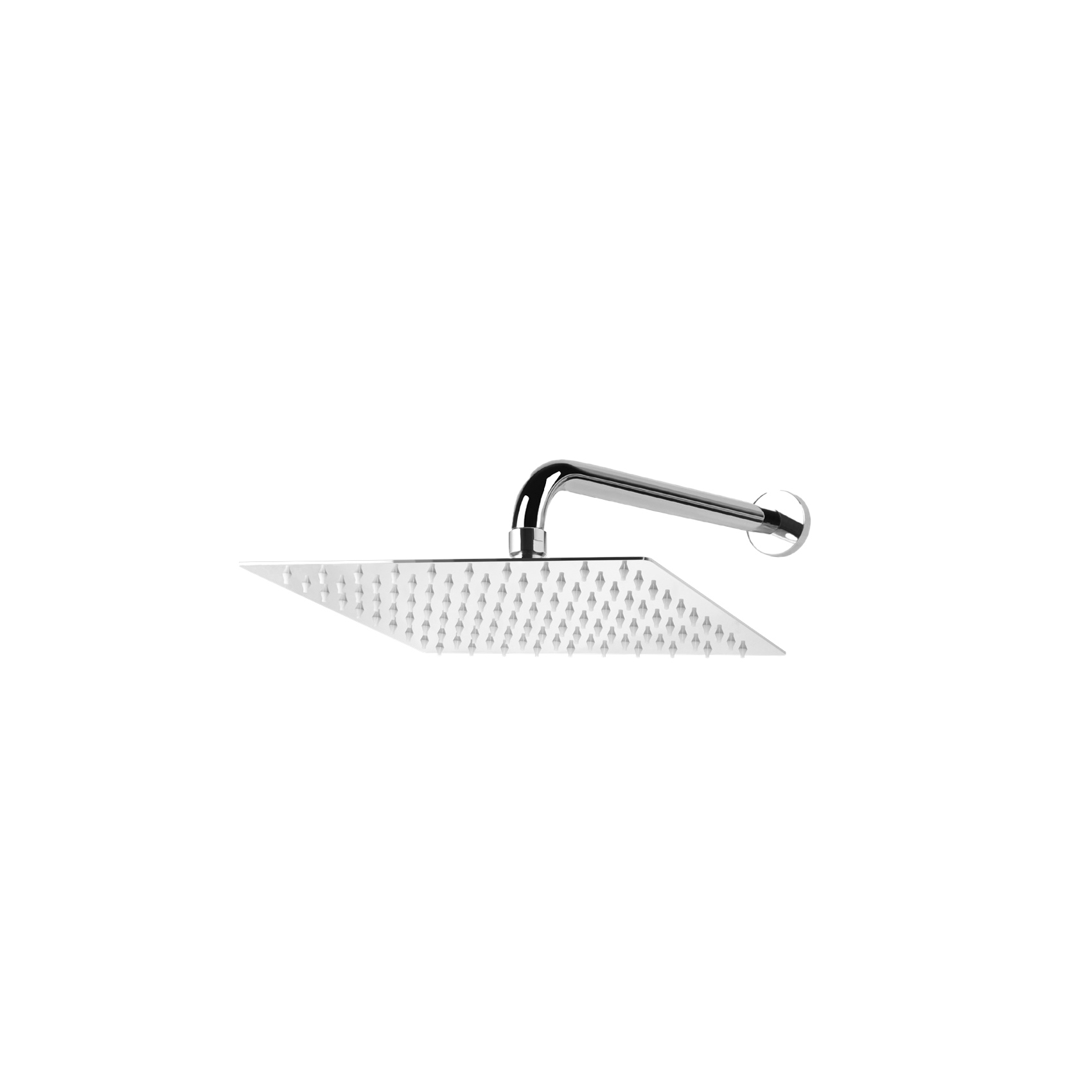 SQUARE STAINLESS STEEL SHOWER HEAD, 250X250MM, HORIZONTAL BRASS ARM.