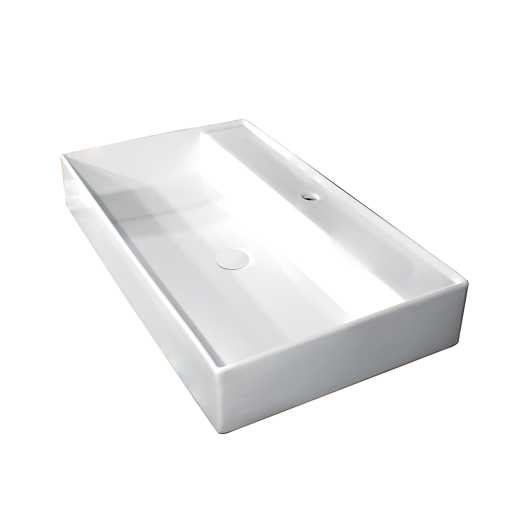 COUNTERTOP OR WALL-HUNG SINK WITHOUT OVERFLOW.