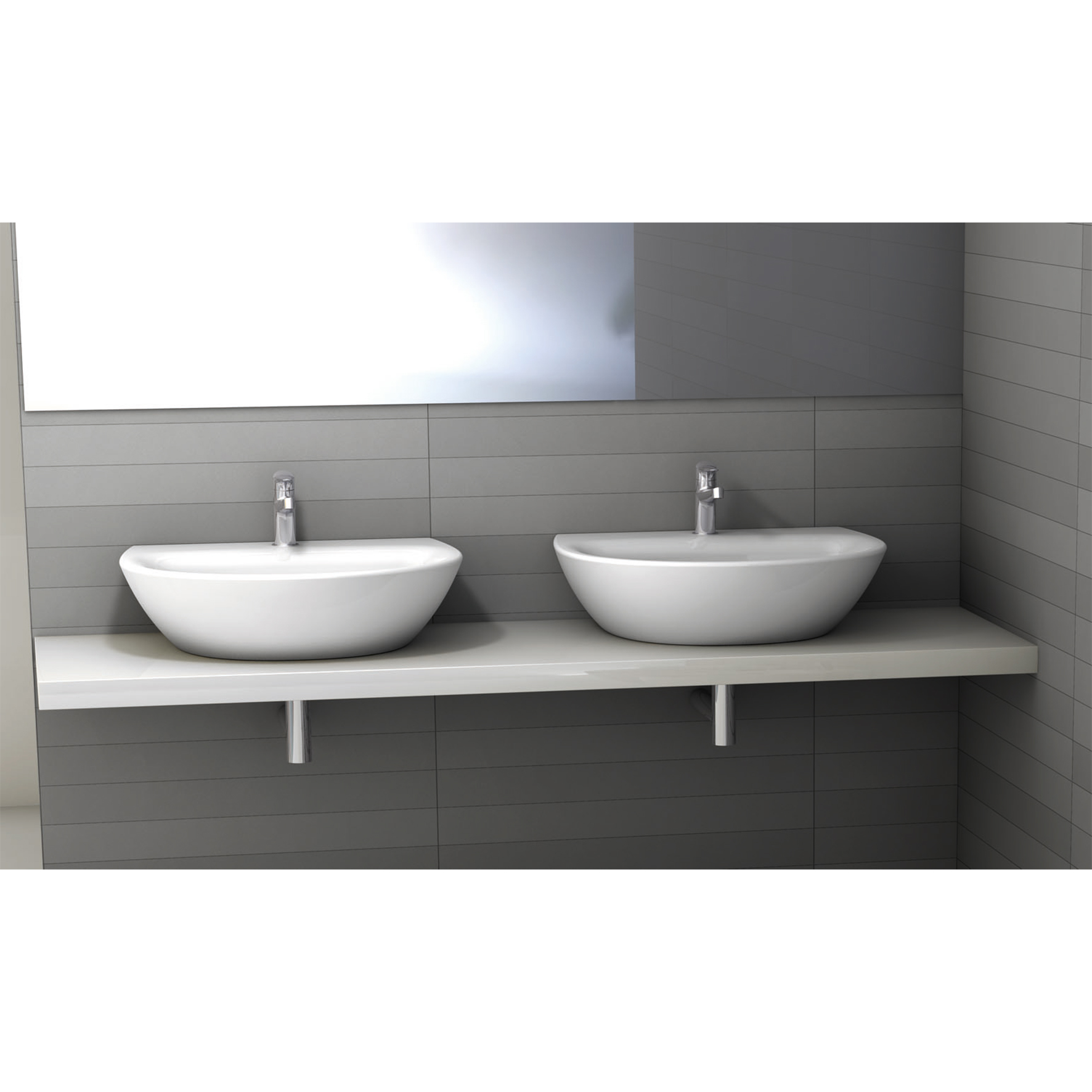 WALL-MOUNTED AND COUNTERTOP WASHBASIN WITH TAP HOLE AND OVERFLOW.