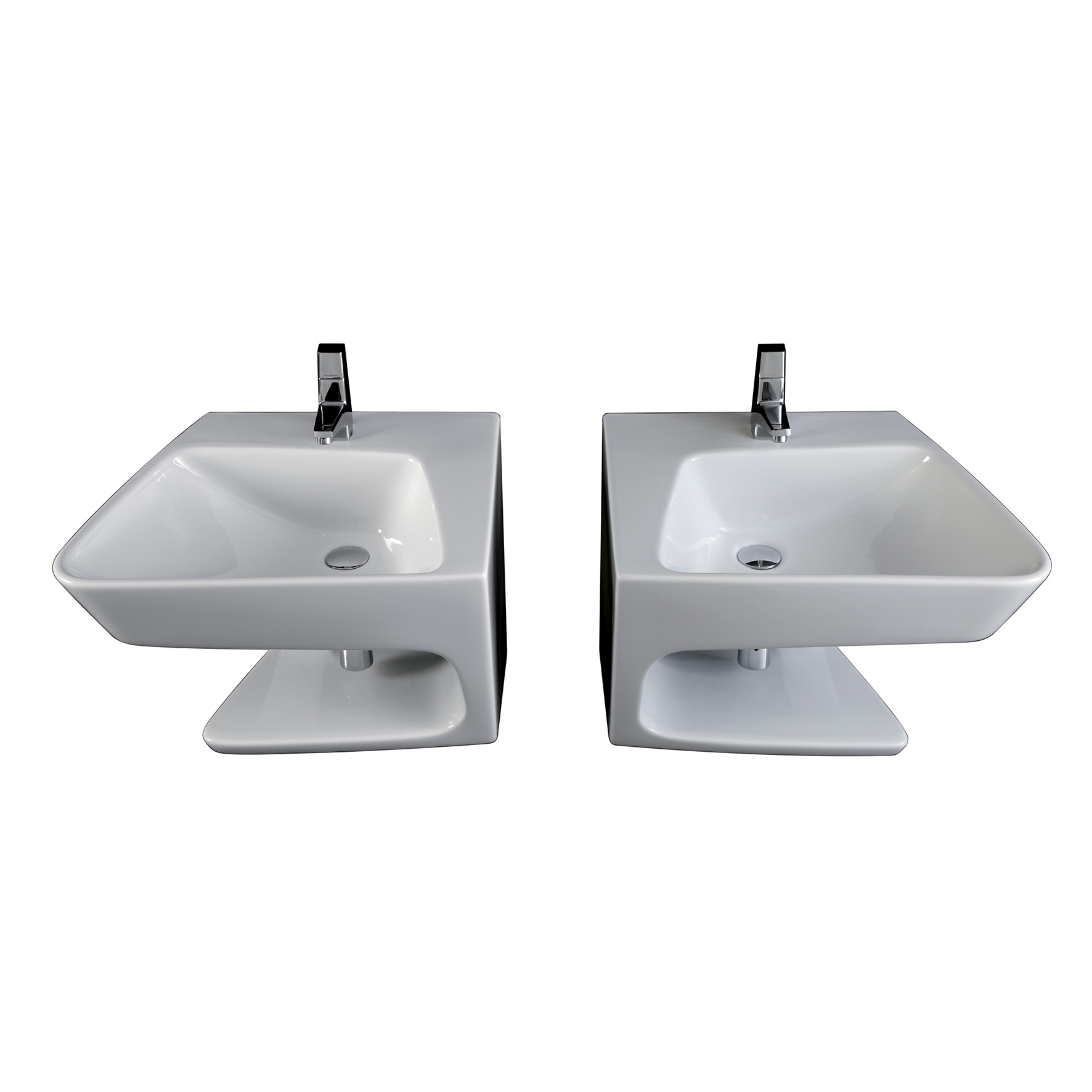 WALL-MOUNTED SINK WITH SHELF, TAP HOLE.