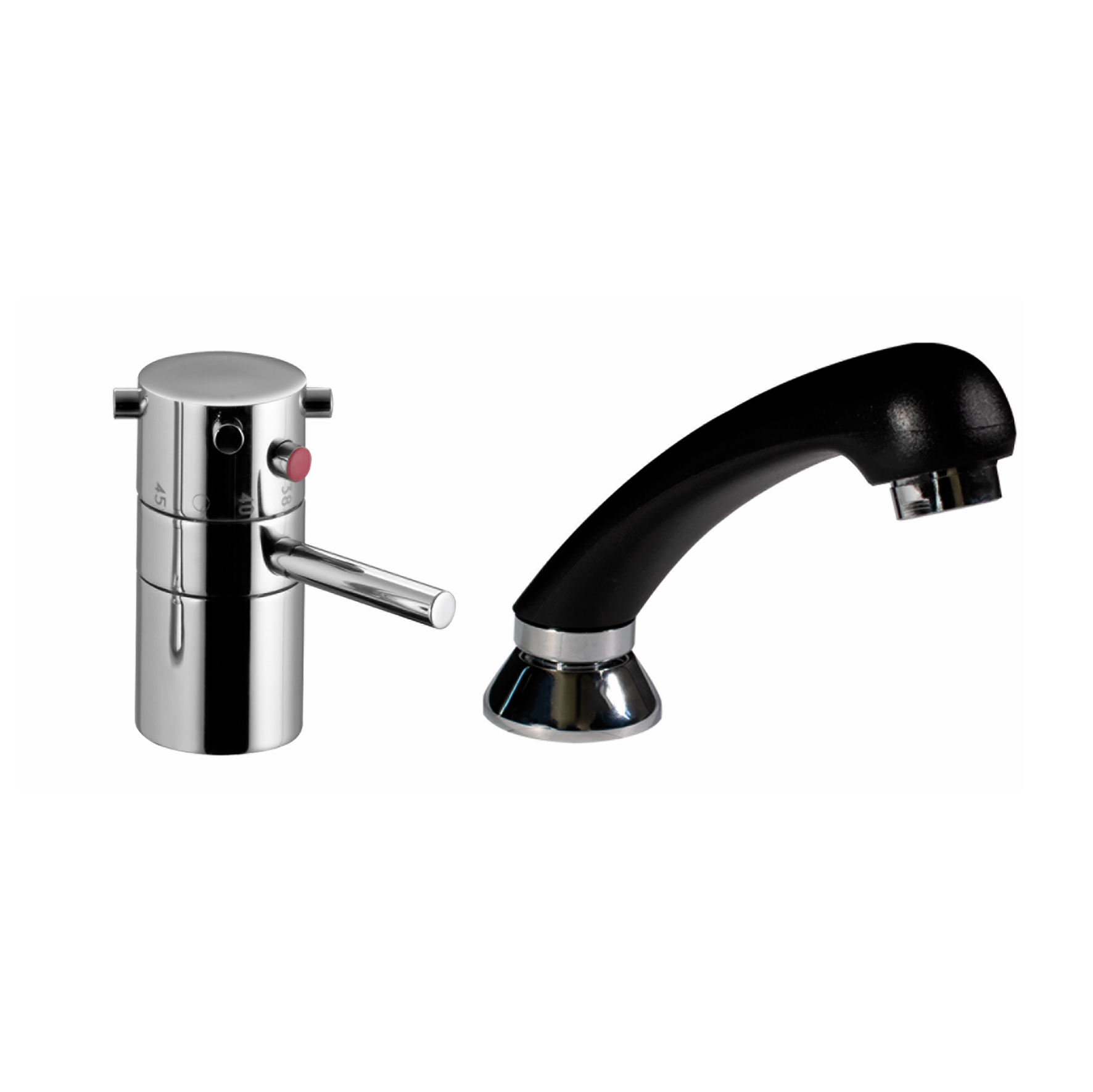 THERMOSTATIC MIXER FOR HAIRDRESSERS WITH PULL-OUT SHOWER HEAD.