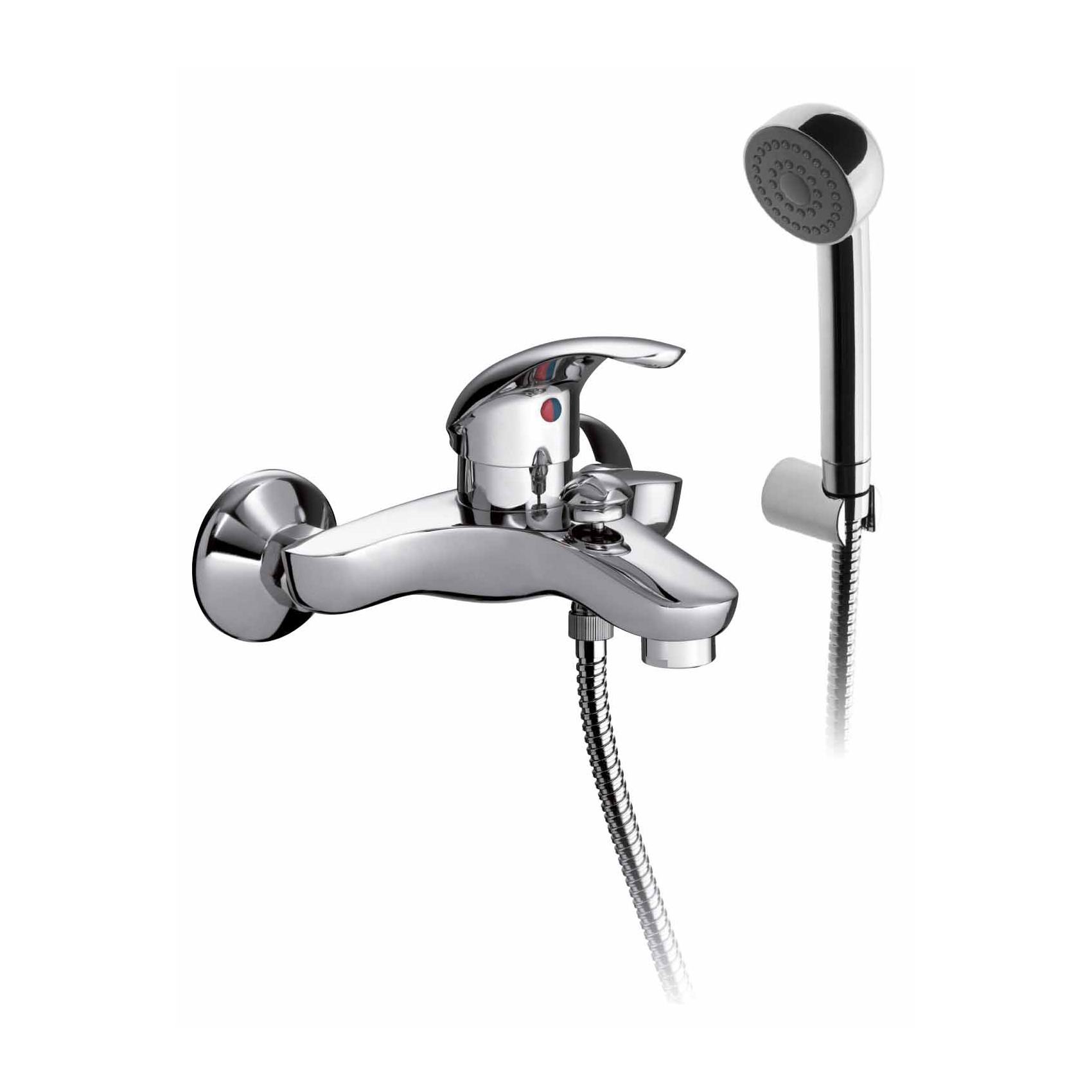 EINHEBEL-WANNENMISCHER MIT UMSTELLER, FESTEM BRAUSEHALTER, 1,5 M FLEXIBLER SCHLAUCH UND HANDBRAUSE.