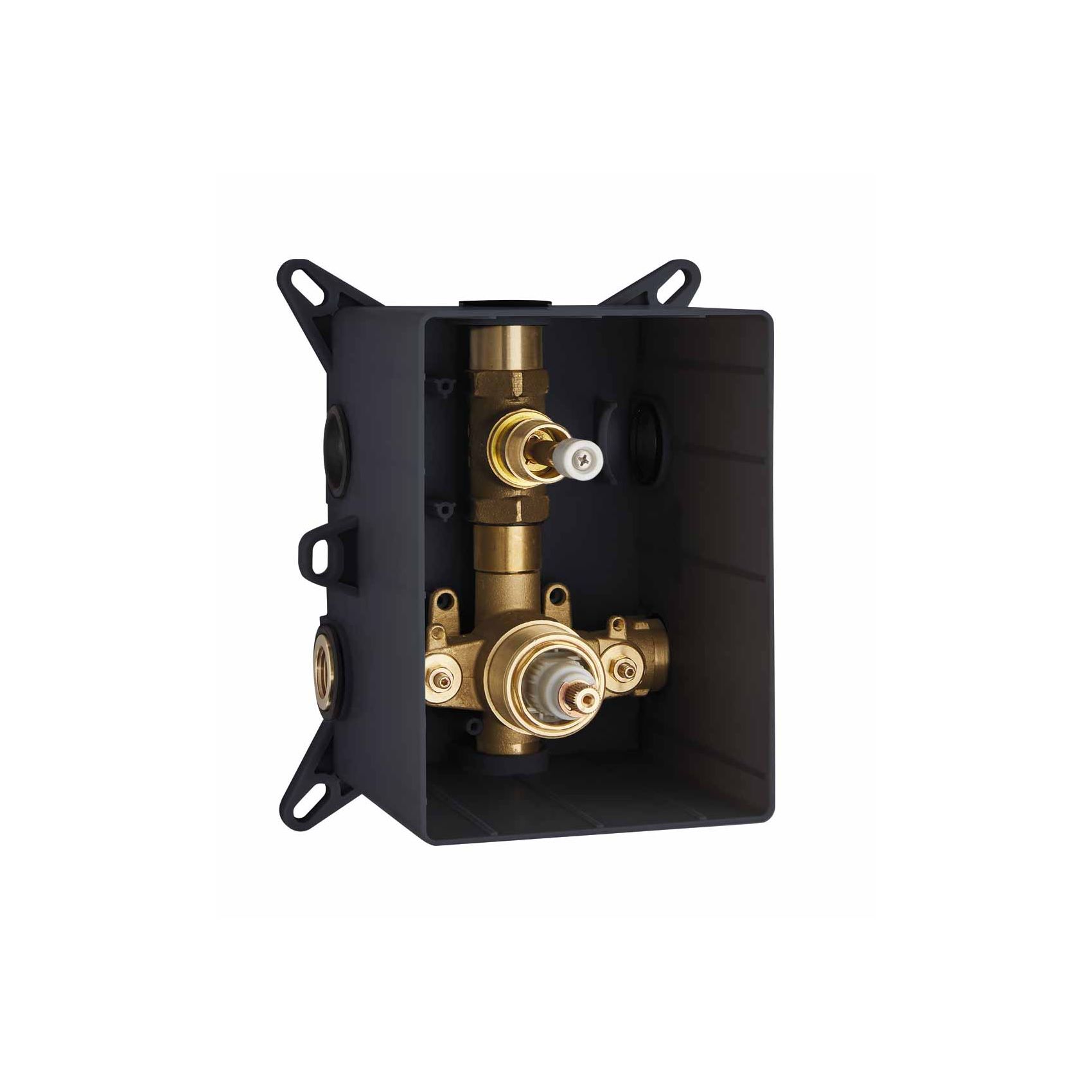 UNICO, CORPO DA INCASSO PER MISCELATORE TERMOSTATICO 3/4" DA INCASSO PER DOCCIA CON RUBINETTO DA 3/4" A DISCHI IN CERAMICA DA 90°, SENZA PARTI ESTERNE.