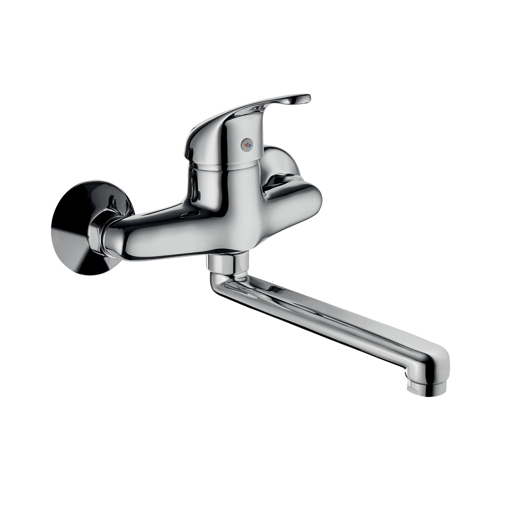 SINGLE-LEVER WALL-MOUNTED SINK MIXER WITH SWIVEL SPOUT.