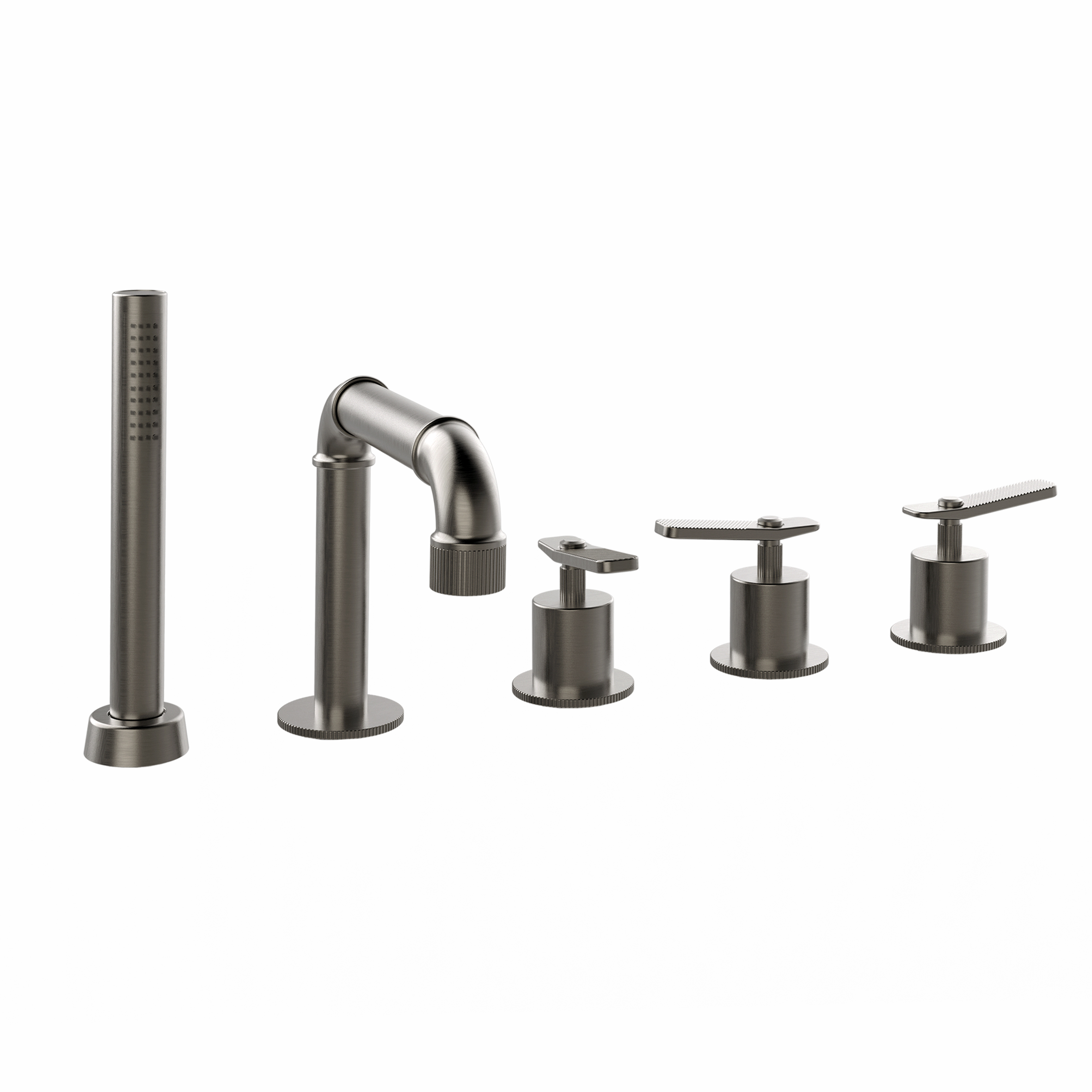 SET DE BAÑERA DE CUBIERTA DE 5 ORIFICIOS CON GRIFERÍA, DESVIADOR, CAÑO, MANGUERA GLISS DE 1,5M Y MANO DE DUCHA.