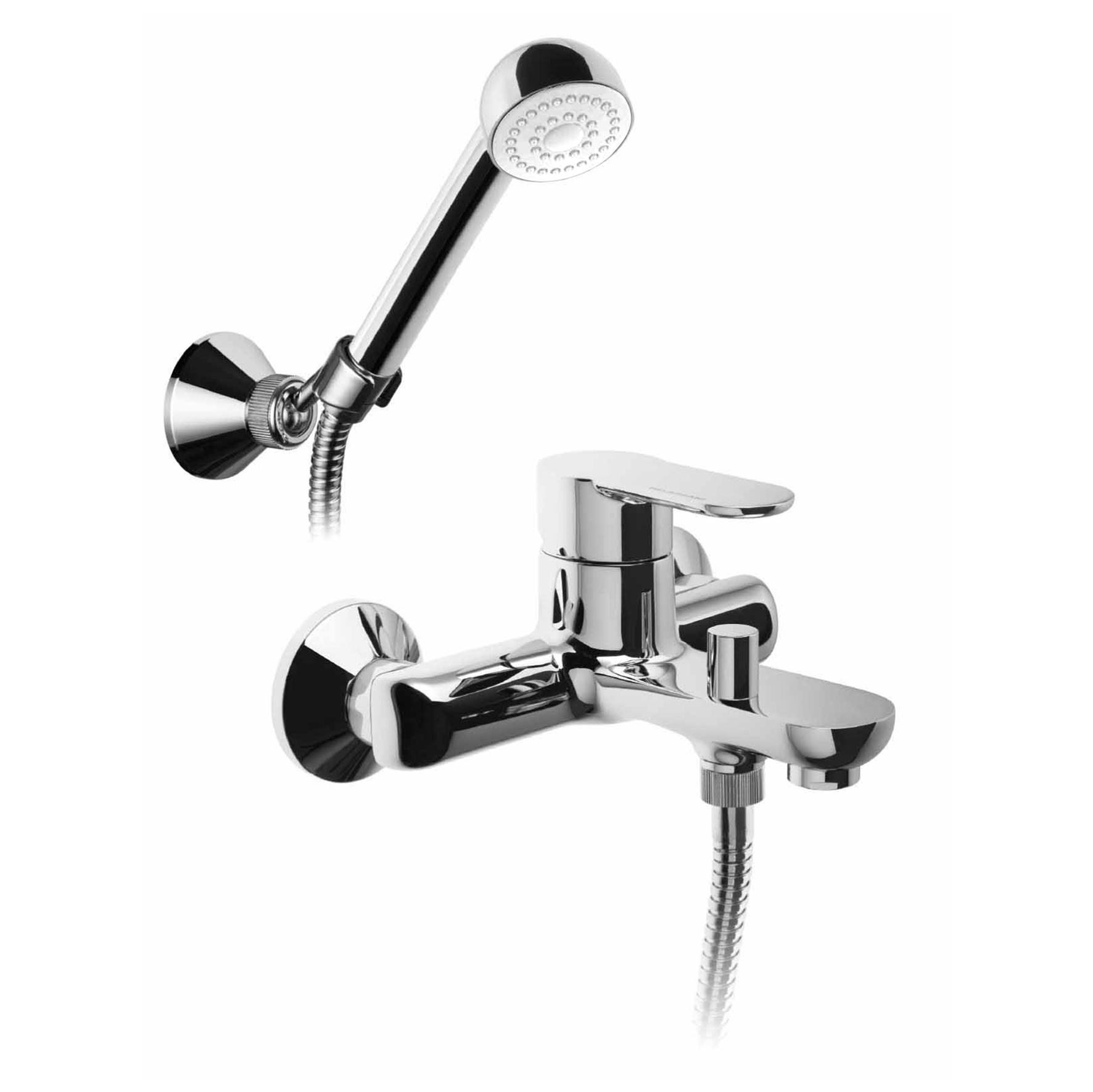 MITIGEUR DE BAIN AVEC INVERSEUR, SUPPORT DE DOUCHE RÉGLABLE, TUYAU FLEXIBLE DE 1,5 M ET DOUCHETTE À MAIN.