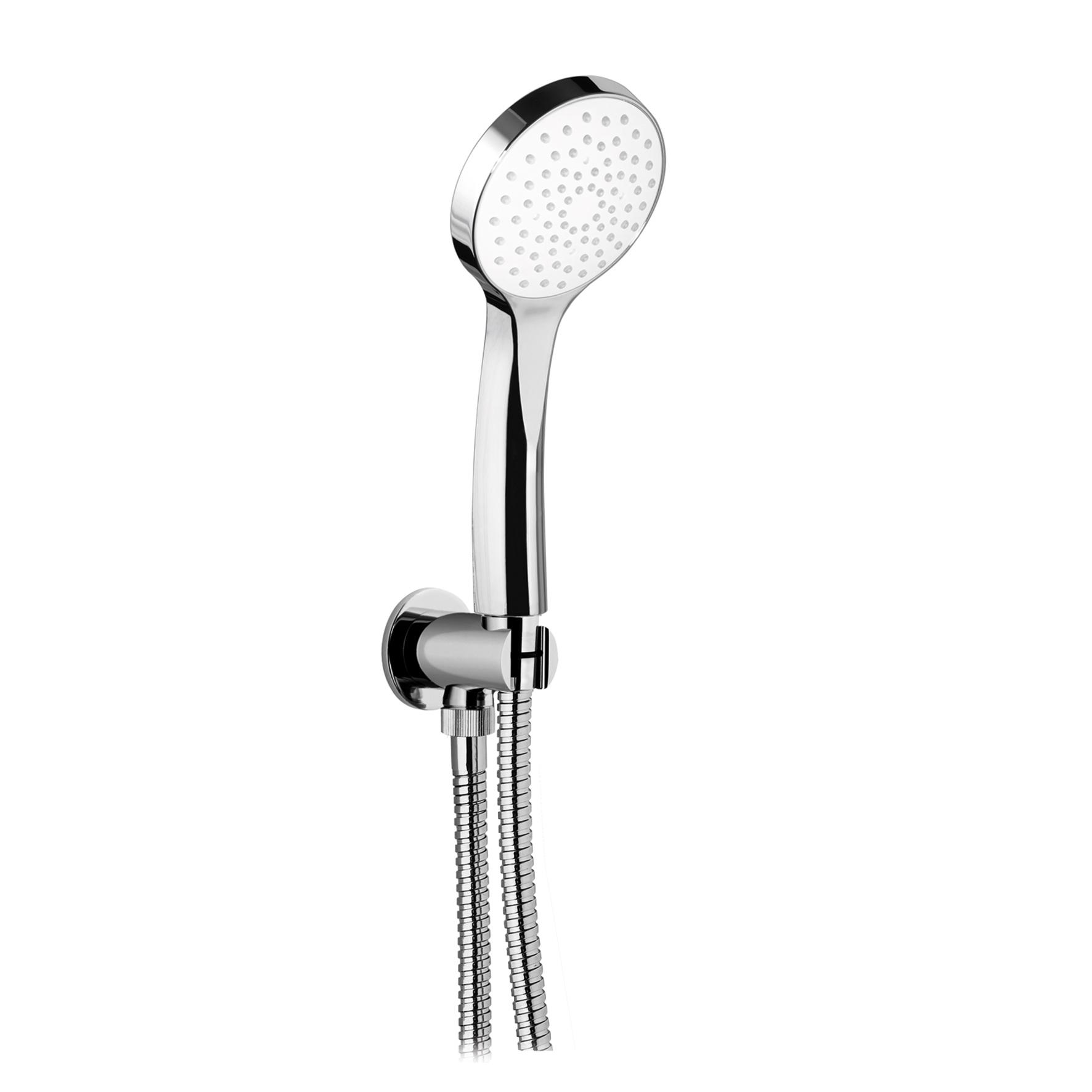 SOPORTE DE DUCHA FISSOM DE LATON CON SALIDA, MANGUERA FLEXIBLE 1,5m Y MANO DE DUCHA ABS Ø95mm,