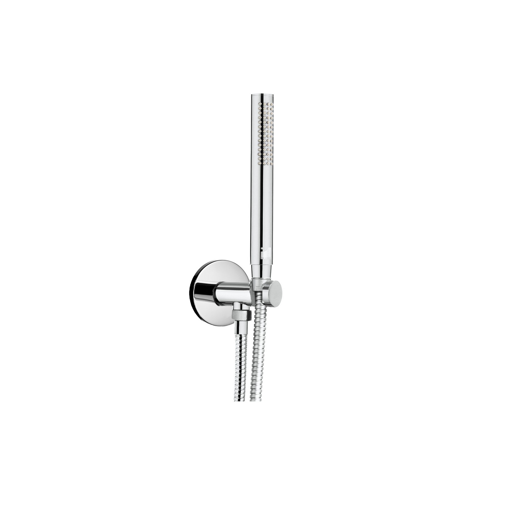 SOPORTE DE DUCHA FIJO DE LATON CON SALIDA, MANGUERA FLEXIBLE DE 1,5M Y MANO DE DUCHA DE LATON.