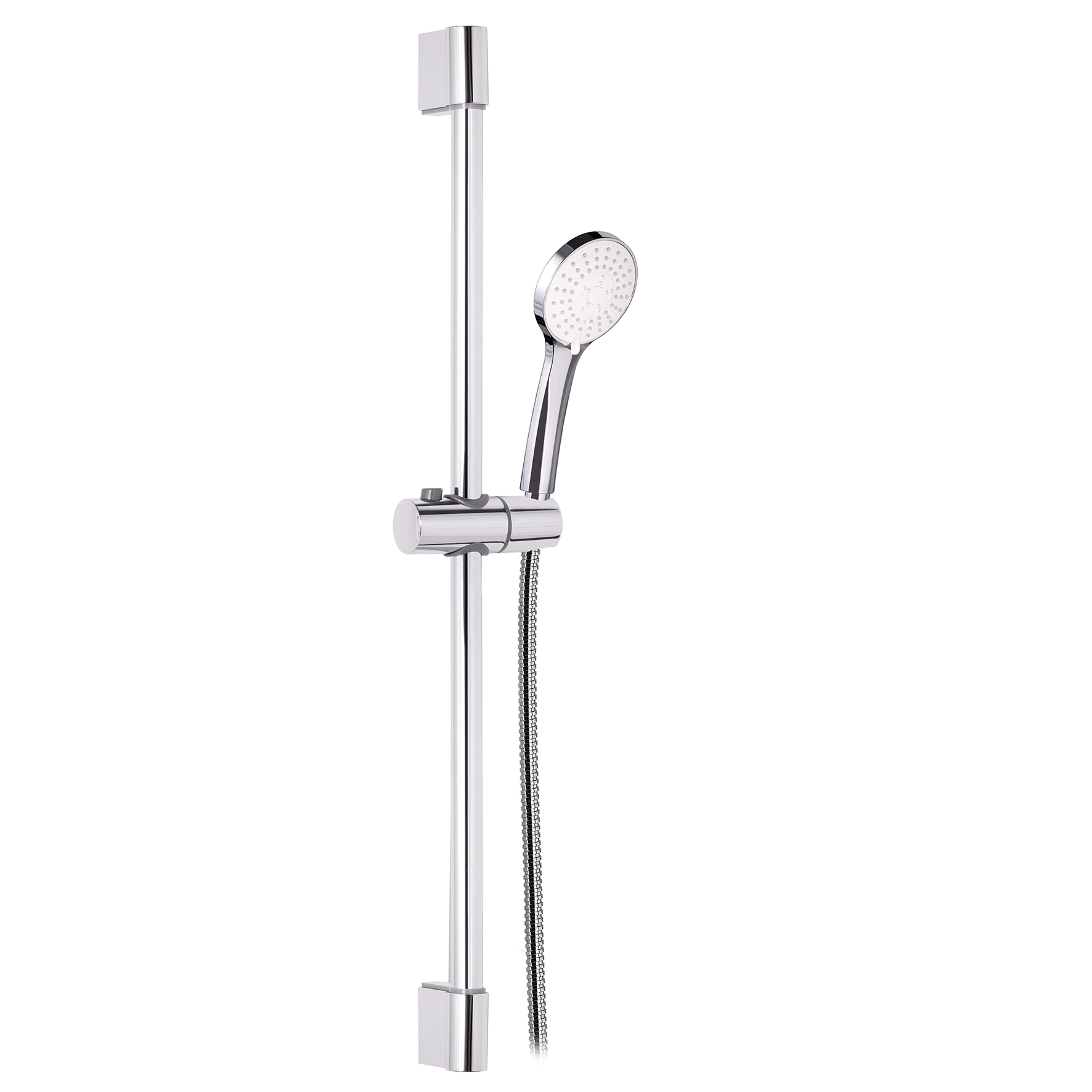 BRASS SHOWER ROD, Ø22mm, WITH ADJUSTABLE ABS SHOWER SUPPORT, 1.5M DOUBLE CRIMPING FLEXIBLE HOSE AND 3-JET ABS SHOWER HEAD.