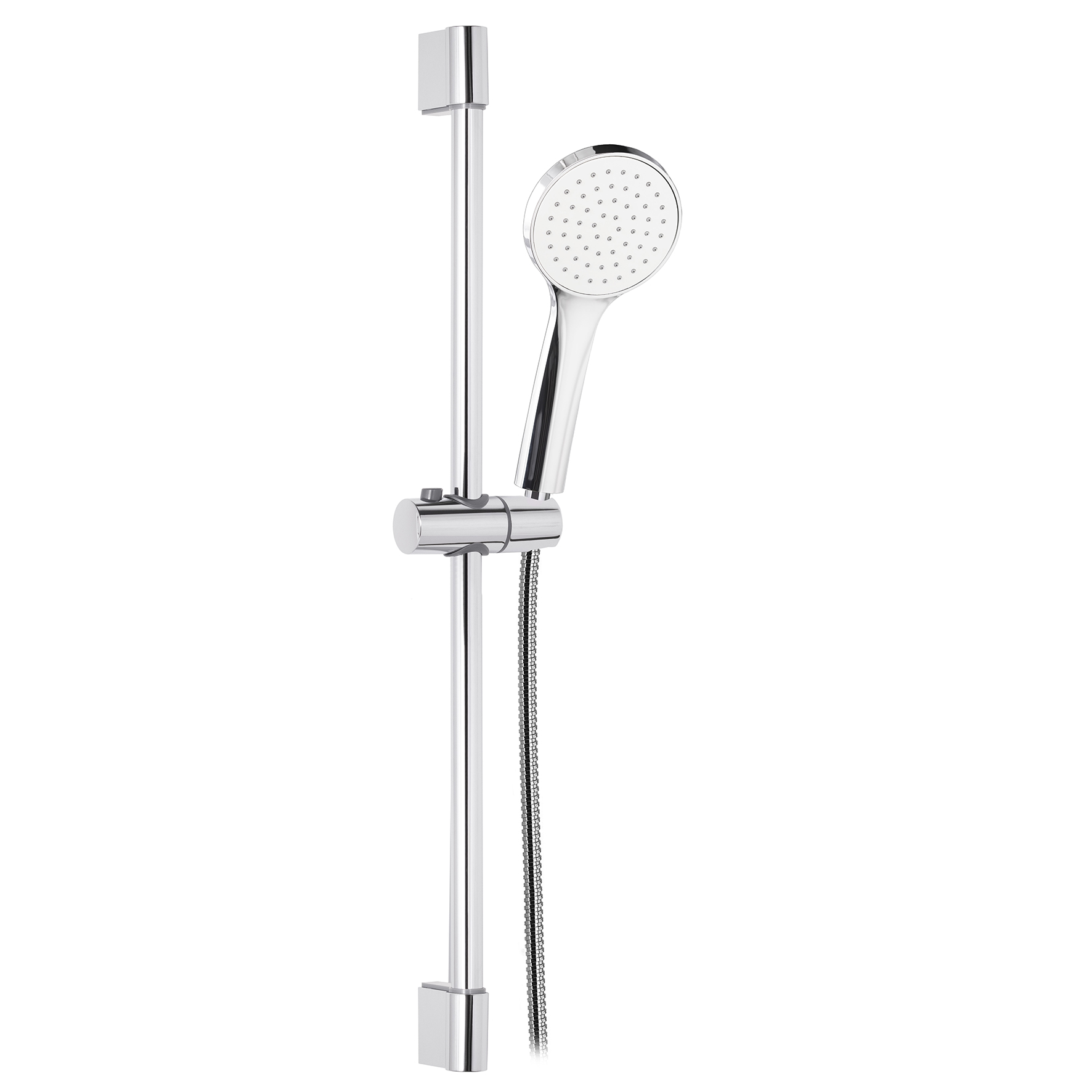 BARRA DE DUCHA DE LATON, Ø22mm, CON SOPORTE DE DUCHA REGULABLE EN ABS, MANGUITO DE DUCHA DE DOBLE ENGARZADO DE 1,5m Y MANO DE DUCHA DE ABS.
