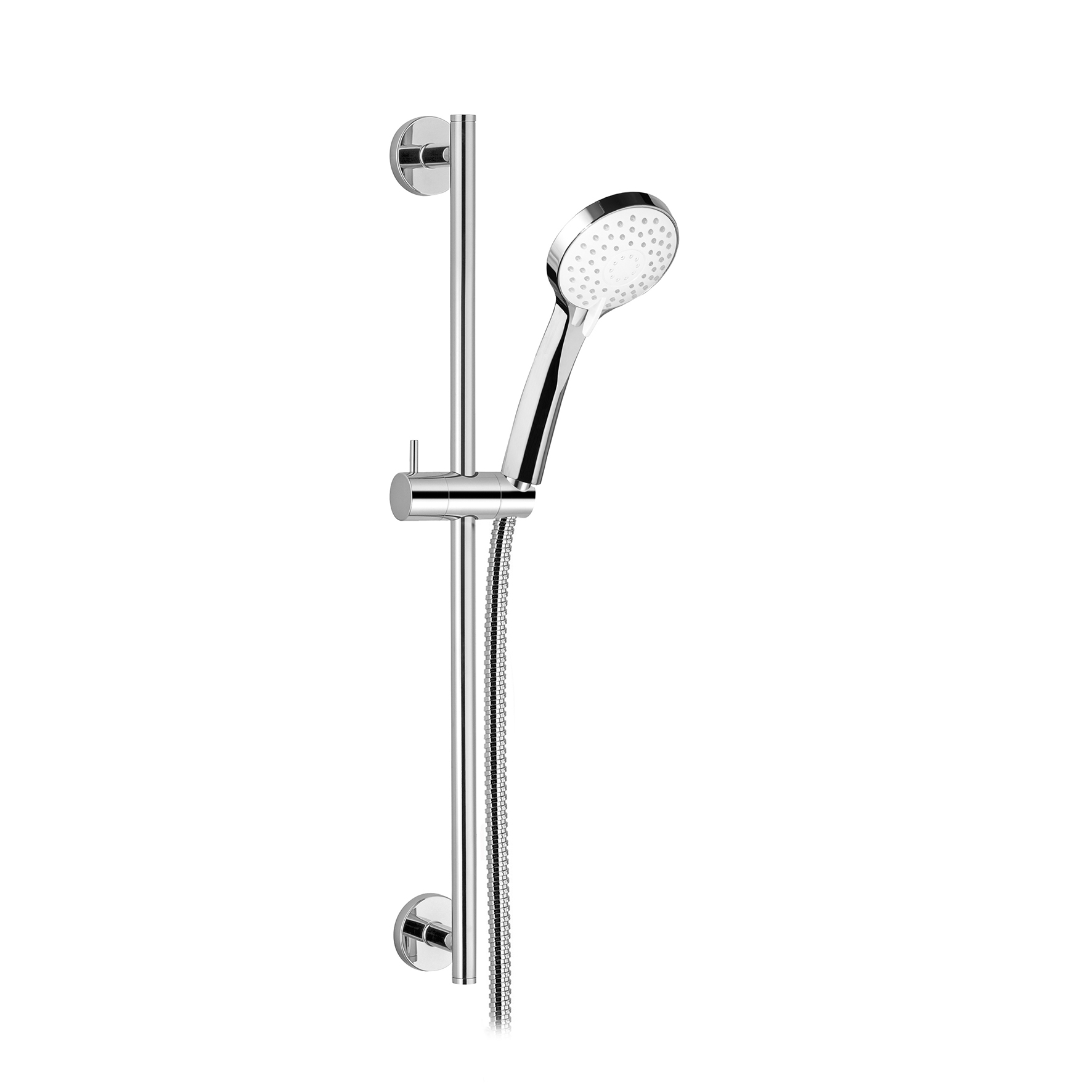 BRASS SHOWER ROD, Ø 18MM, WITH ADJUSTABLE ABS SHOWER SUPPORT, 1.5M DOUBLE CRIMPING FLEXIBLE HOSE AND 3-JET ABS SHOWER HEAD.