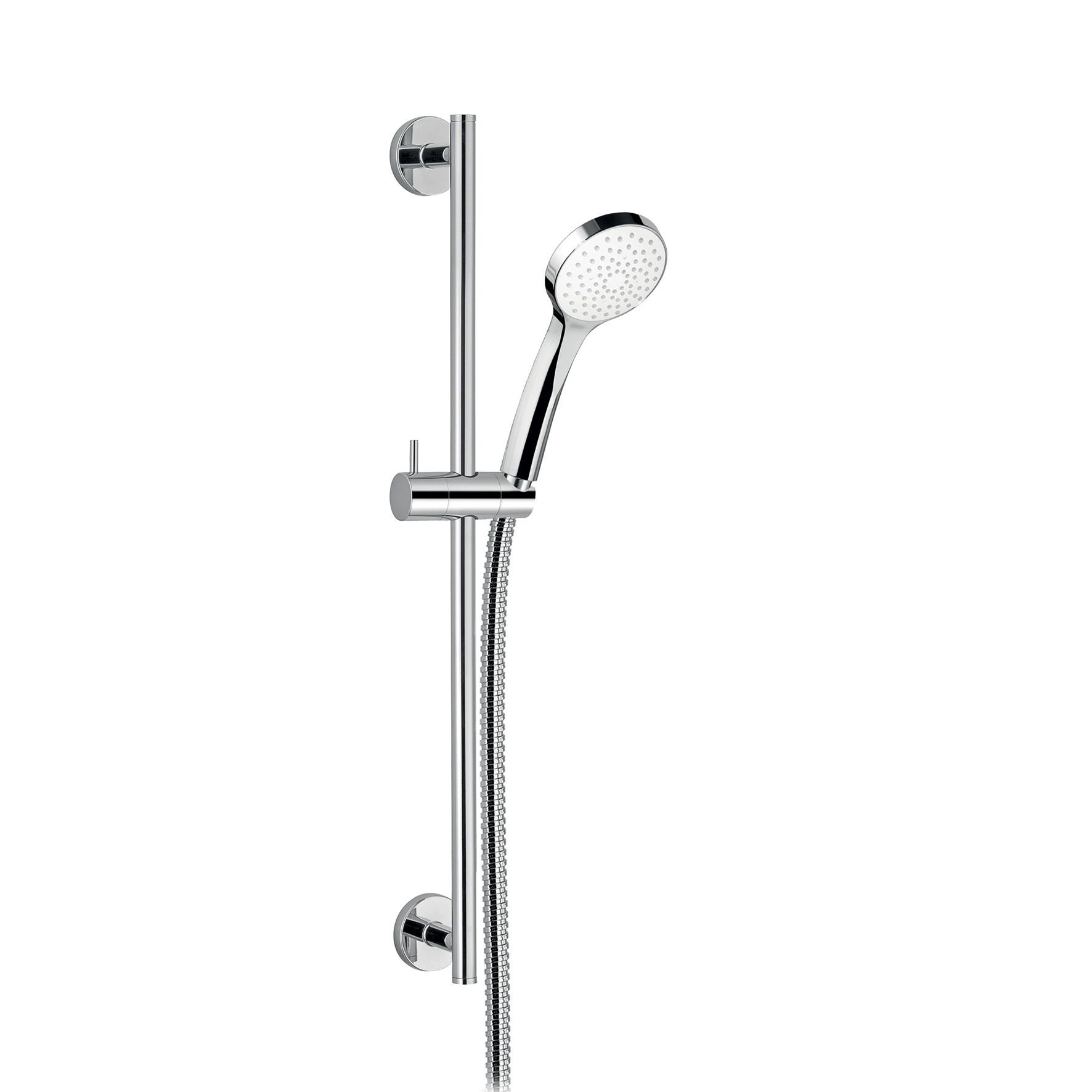 BARRA DE DUCHA DE LATON, Ø18mm, CON SOPORTE DE DUCHA REGULABLE EN ABS, MANGUITO DE DUCHA DE DOBLE ENGARZADO DE 1,5m Y MANO DE DUCHA EN ABS.