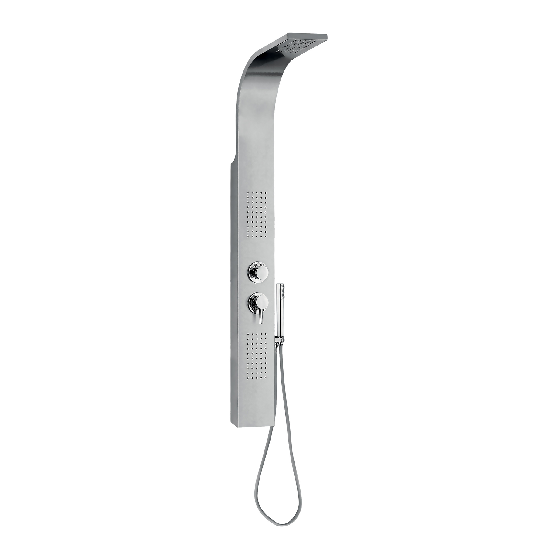 COLONNE DE DOUCHE AVEC MITIGEUR MONOCOMMANDE, INVERSEUR 4 SORTIES, TUYAU FLEXIBLE GLISS 1,5M ET MANETTE DE DOUCHE.