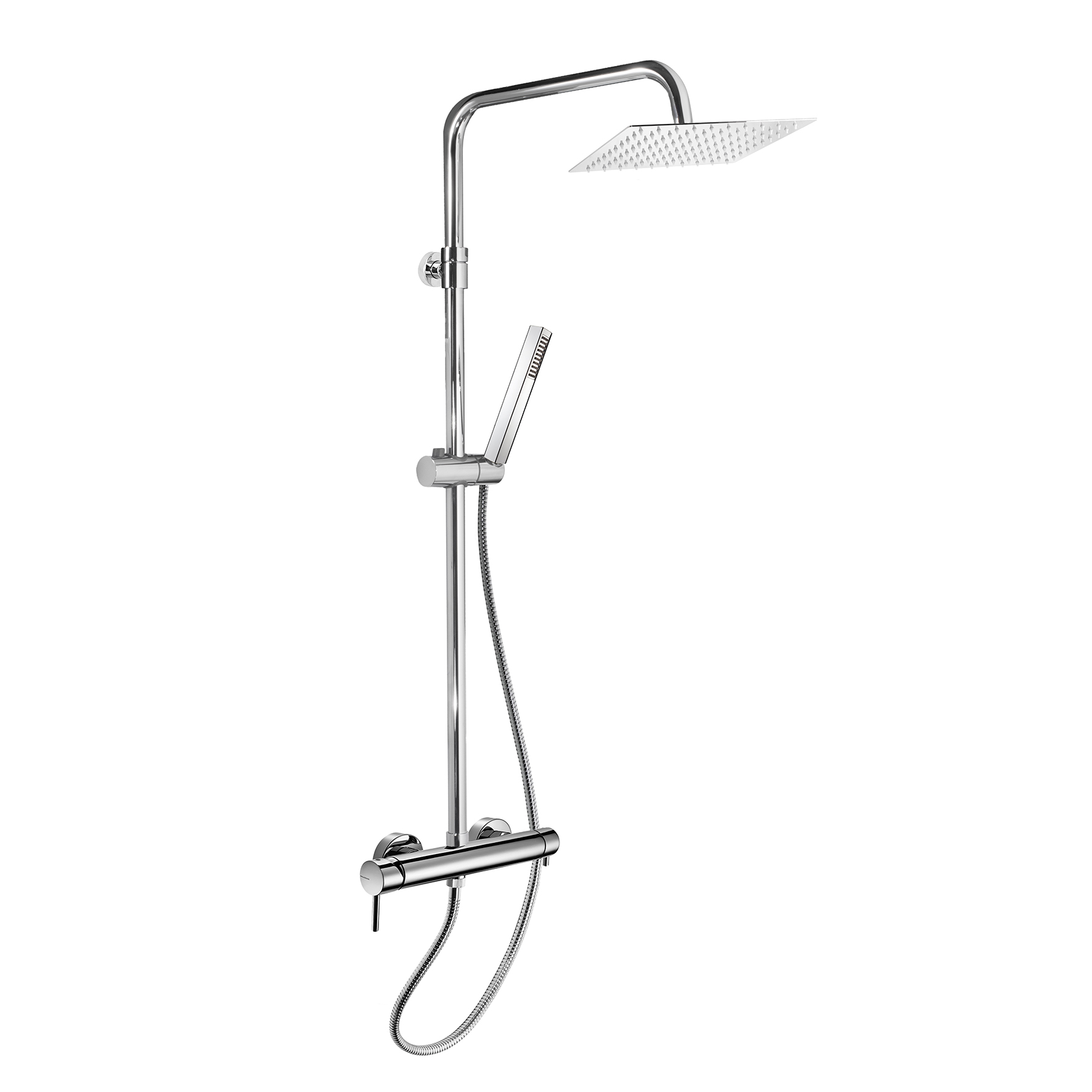 SINGLE-LEVER SHOWER MIXER WITH INTEGRATED SHOWER COLUMN, DIVERTER, 1.5M HOSE, ABS HAND SHOWER AND STAINLESS STEEL SHOWER HEAD, 250X250MM.