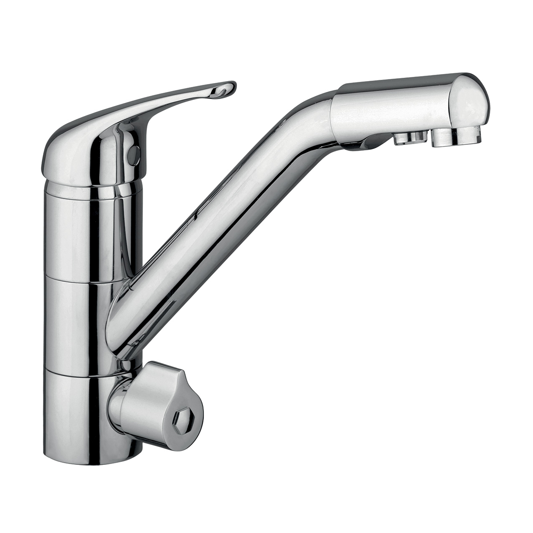 MEZCLADOR MONOCOMANDO DE FREGADERO CON CAÑO GIRATORIO DE 3 VÍAS PARA AGUA POTABLE