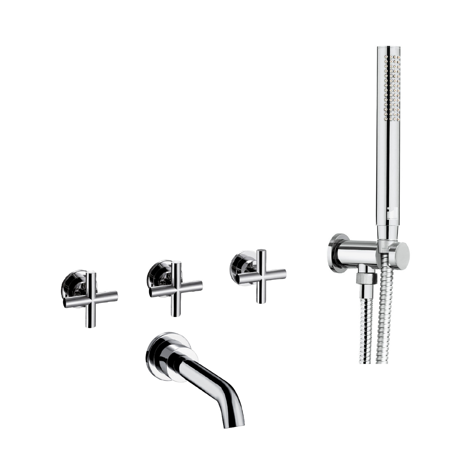 KIT PER VASCA CON RUBINETTI DA INCASSO, DEVIATORE, BOCCA MURALE, SUPPORTO DOCCIA FISSO CON EROGAZIONE, FLESSIBILE GLISS 1,5M E DOCCETTA.