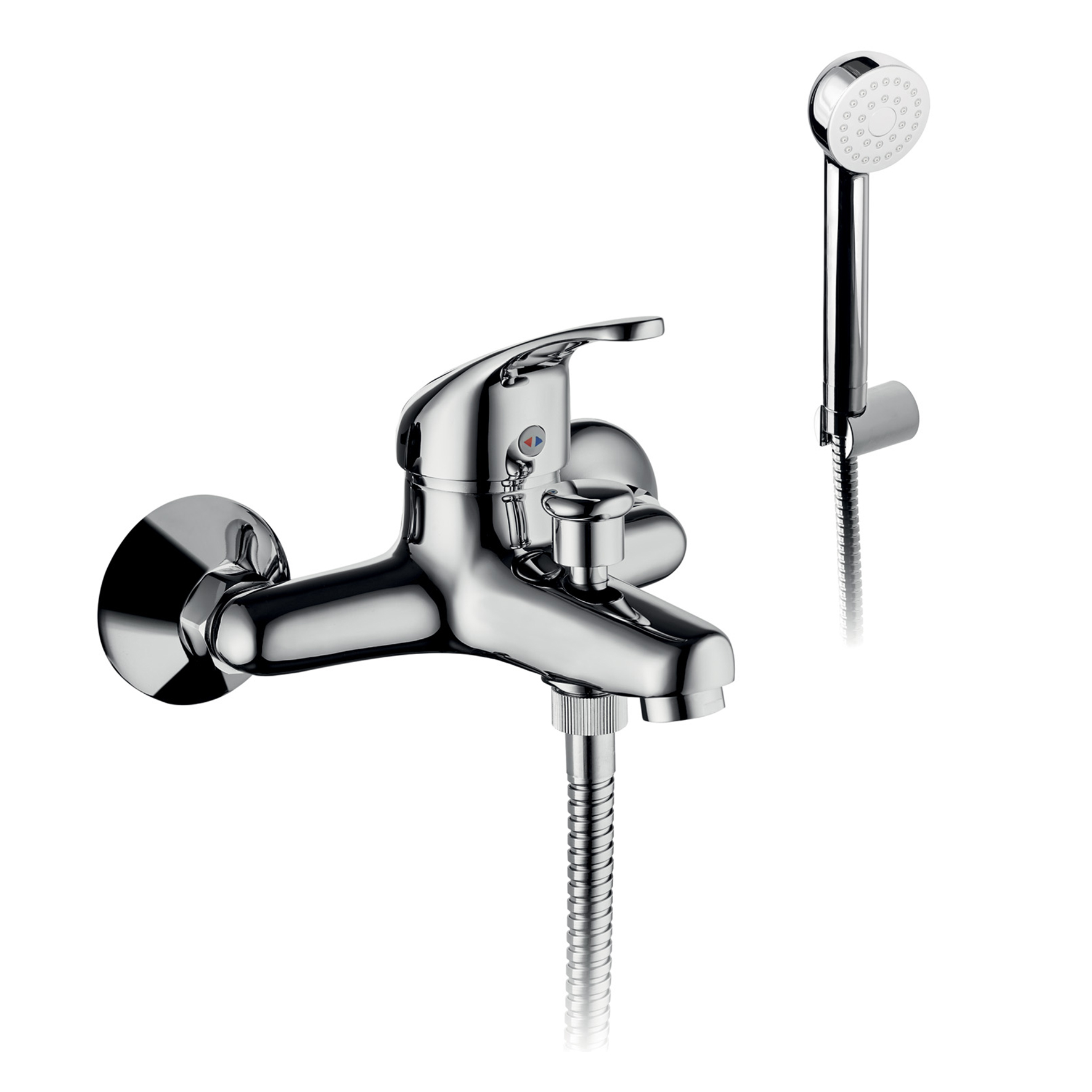 MEZCLADOR MONOMANDO DE BAÑO CON DESVIADOR, SOPORTE DE DUCHA FIJO, MANGUERA FLEXIBLE 1,5M Y MANGO DE DUCHA.