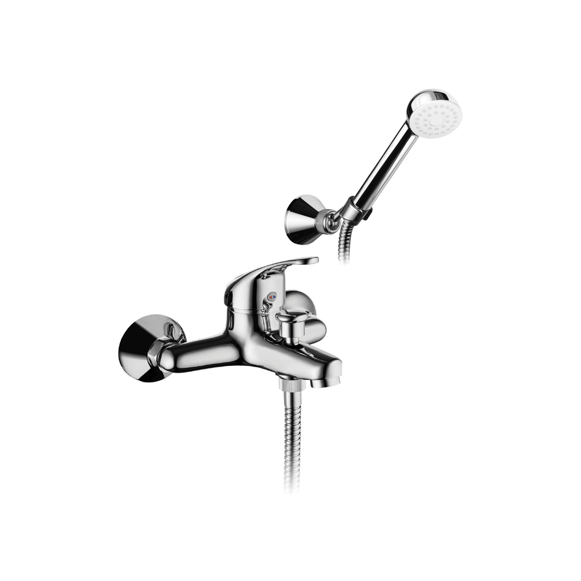 MEZCLADOR MONOMANDO DE BAÑO CON DESVIADOR, SOPORTE DE DUCHA REGULABLE, MANGUERA FLEXIBLE 1,5M Y MANGO DE DUCHA.