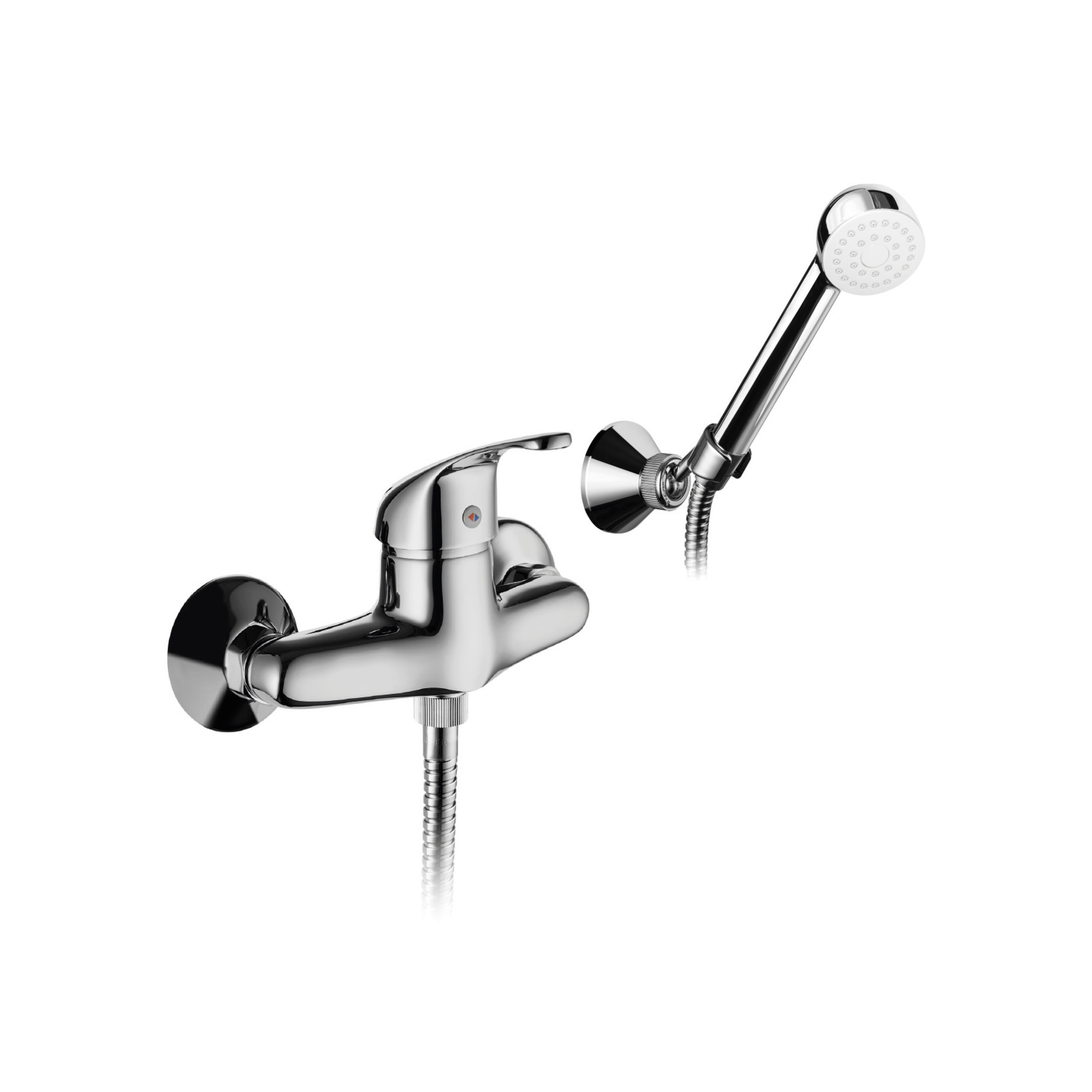 MEZCLADOR MONOMANDO DE DUCHA, CON SOPORTE DE DUCHA REGULABLE, MANGUERA FLEXIBLE DE 1,5M Y MANO DE DUCHA.
