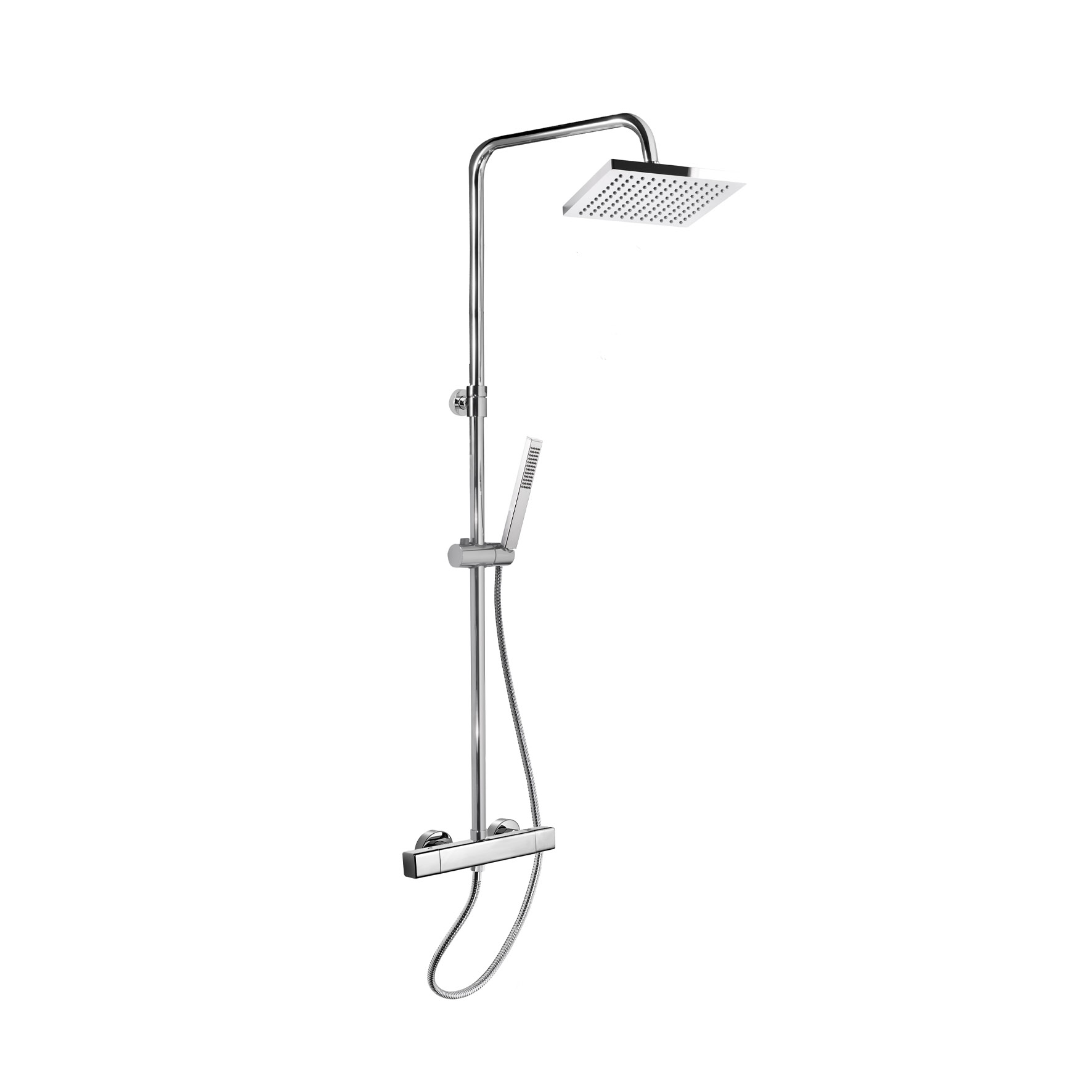 ACQUACLIMA® THERMOSTATIC MIXER FOR SHOWER WITH INTEGRATED SHOWER COLUMN, DIVERTER, 1.5M HOSE, HAND SHOWER AND SHOWER HEAD.
