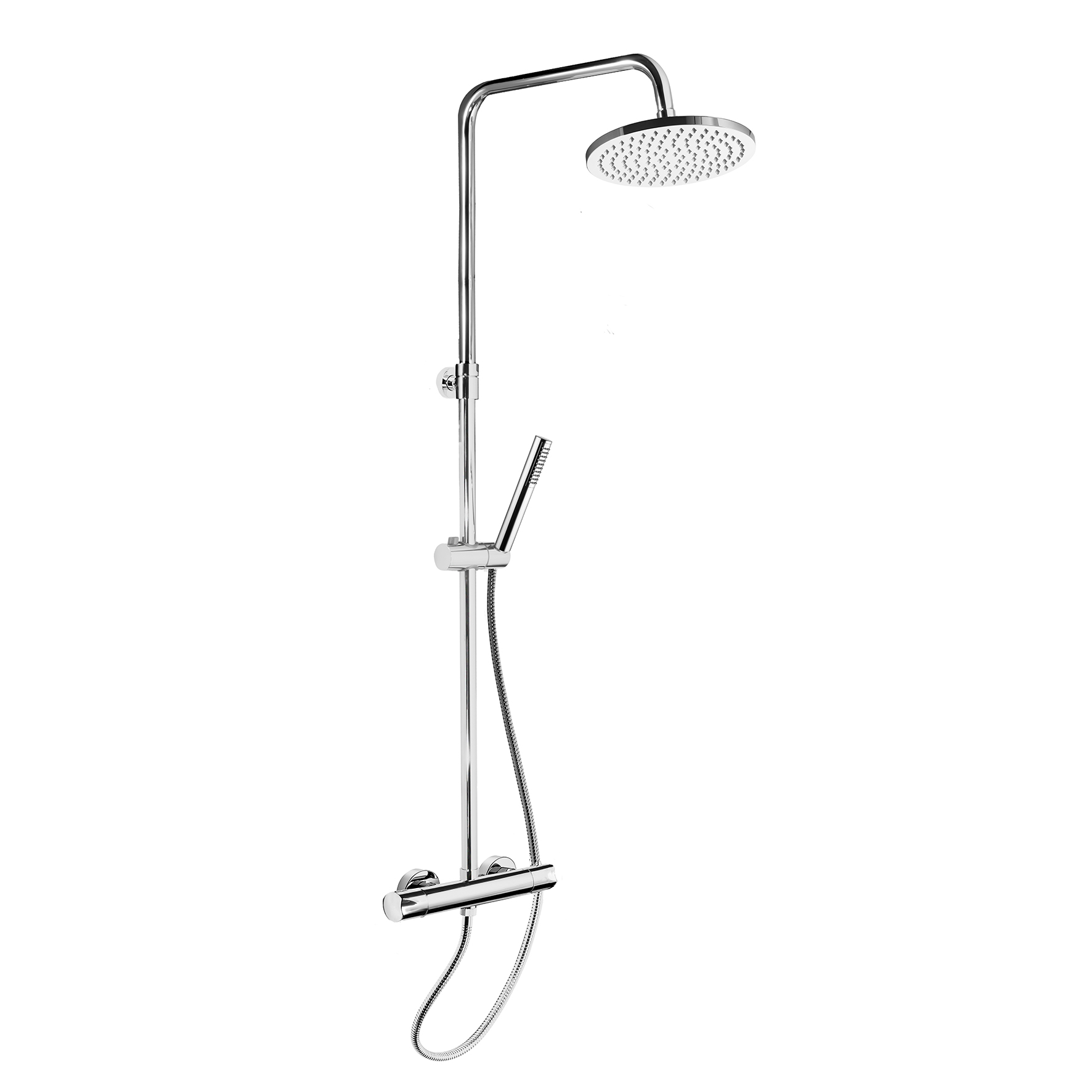 ACQUACLIMA® THERMOSTATIC MIXER FOR SHOWER WITH INTEGRATED SHOWER COLUMN, DIVERTER, 1.5M HOSE, HAND SHOWER AND SHOWER HEAD.