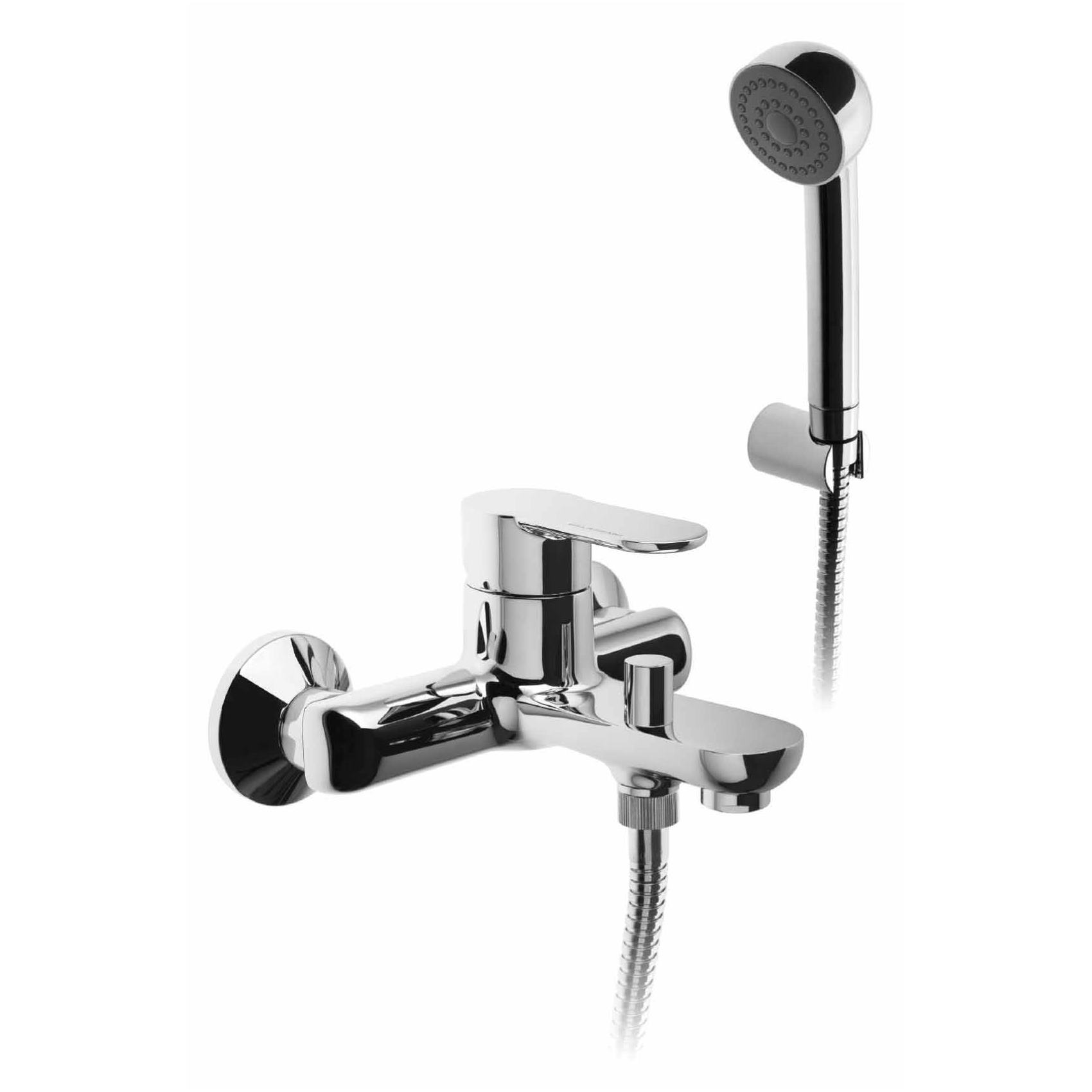 MEZCLADOR MONOMANDO DE BAÑO CON DESVIADOR, SOPORTE DE DUCHA FIJO, MANGUERA FLEXIBLE 1,5M Y MANGO DE DUCHA.