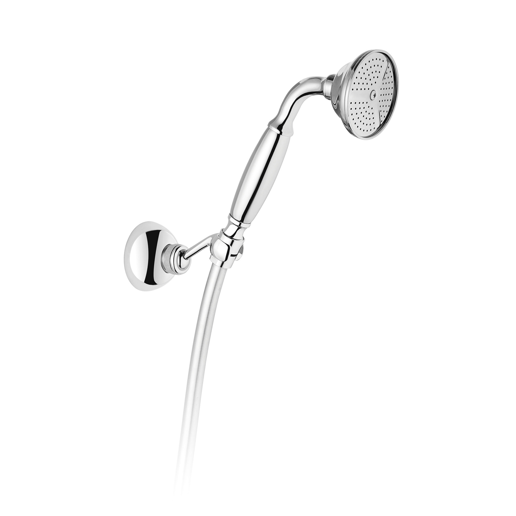 SOPORTE DE DUCHA AJUSTABLE DE LATÓN CON MANGUITO DE 1,5M Y MANO DE DUCHA DE LATÓN Ø 70MM.