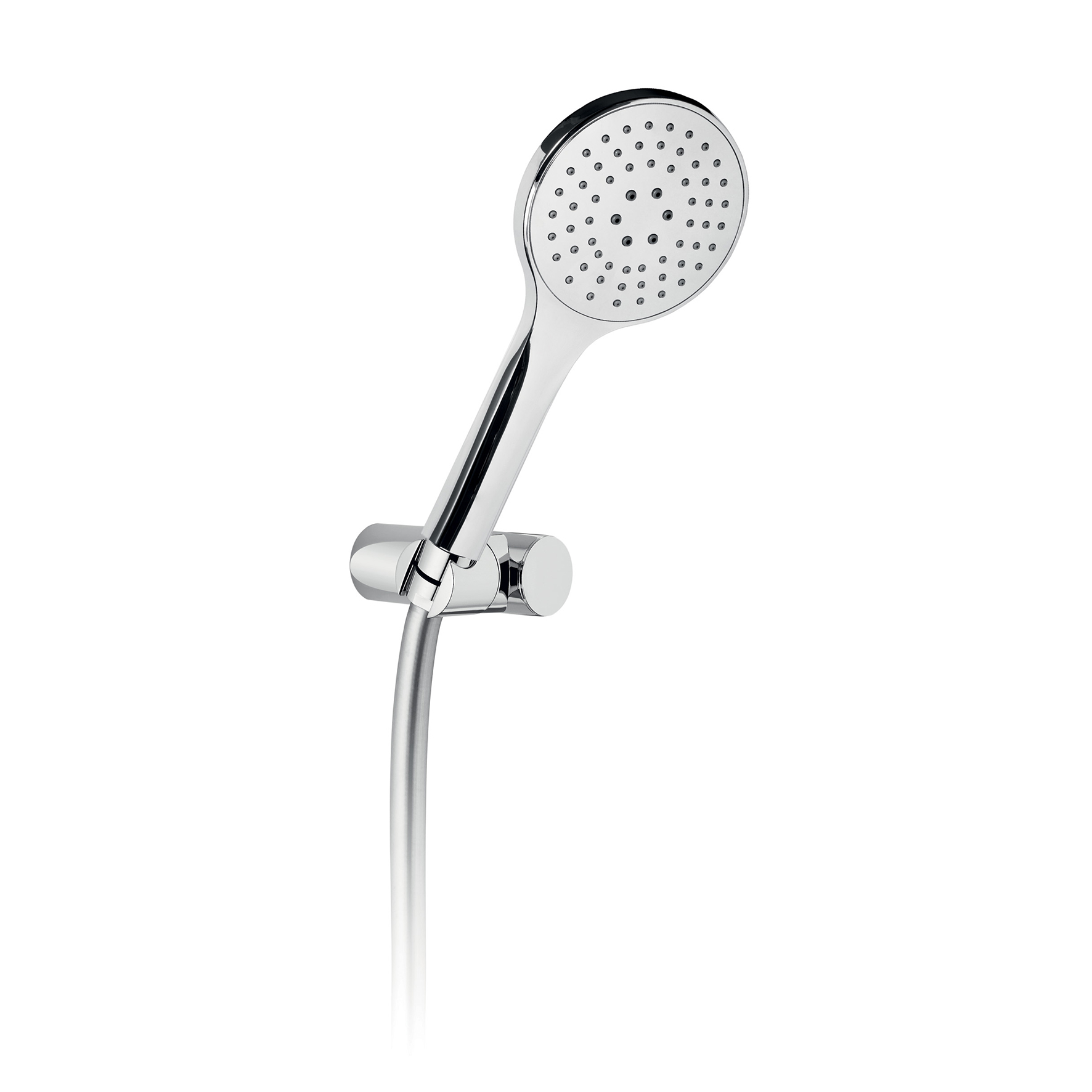 SOPORTE DE DUCHA REGULABLE EN ABS CON MANGUITO DE 1,5M Y MANO DE DUCHA EN ABS Ø 120MM.