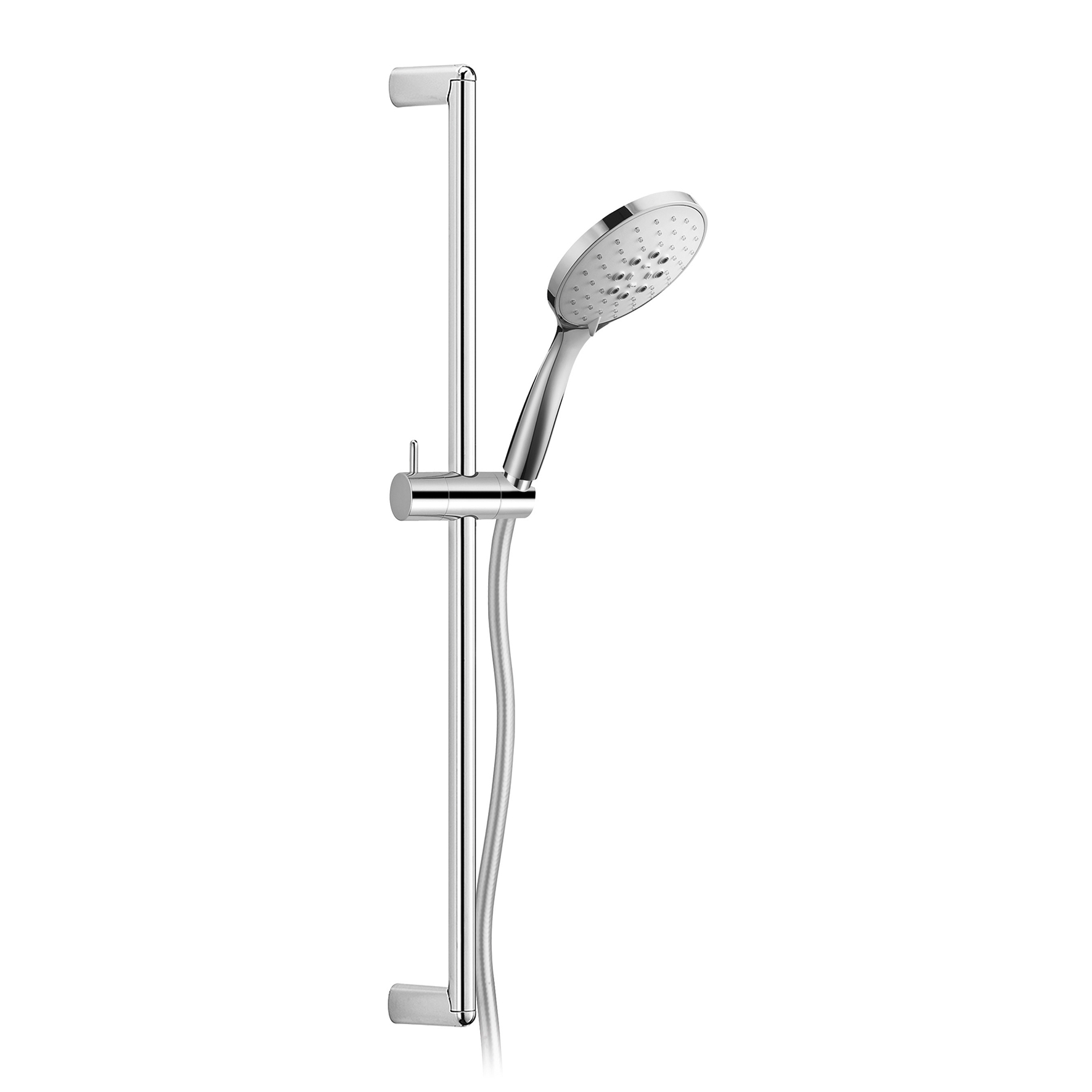 BARRA DE DUCHA DE LATON, Ø 20MM, CON SOPORTE DE DUCHA REGULABLE EN ABS, MANGUITO DE DUCHA DE DOBLE ENGARZADO DE 1,5M Y MANGO DE DUCHA DE 3 JETS EN ABS.