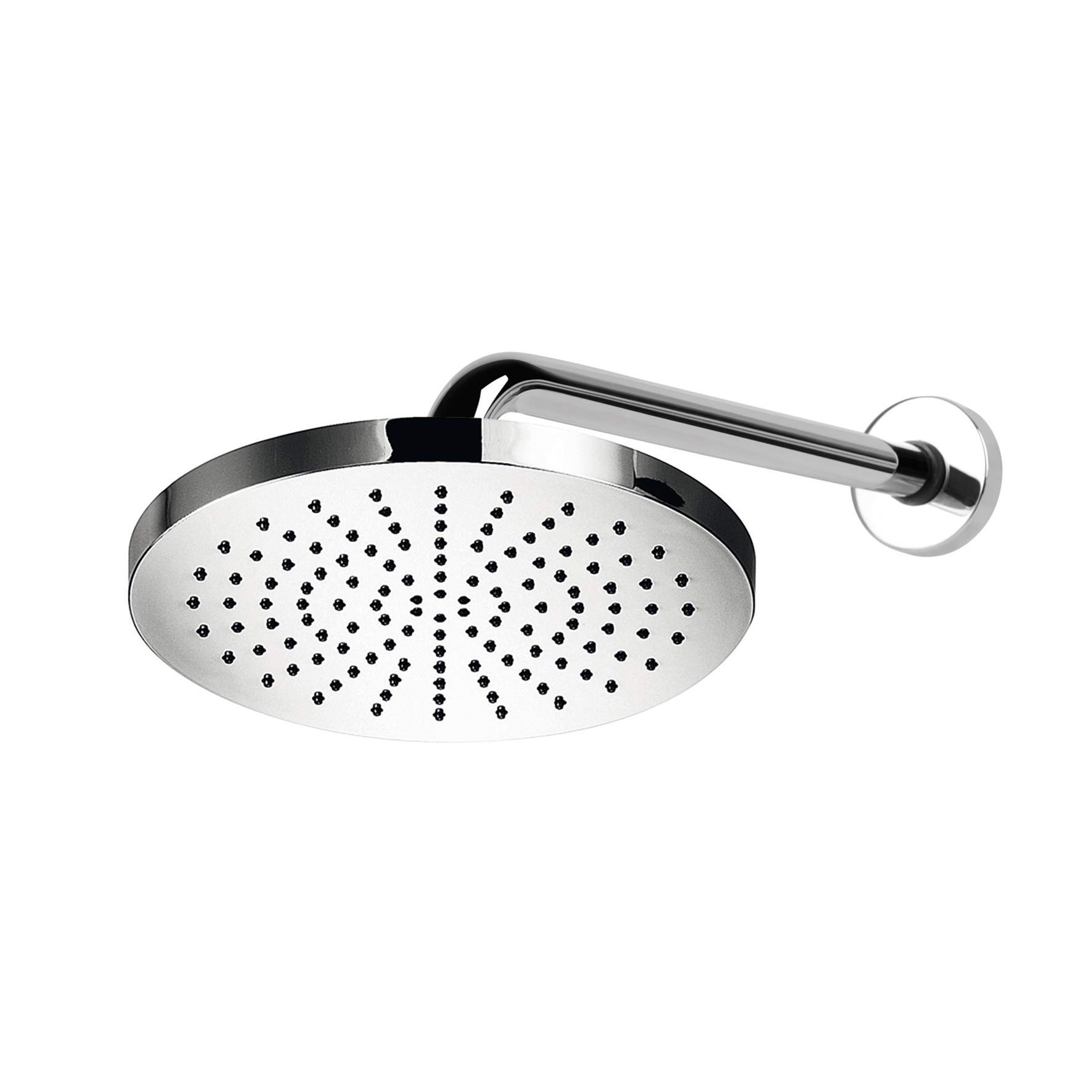 POMME DE DOUCHE RONDE EN ABS, Ø 200MM, BRAS HORIZONTAL EN LAITON.