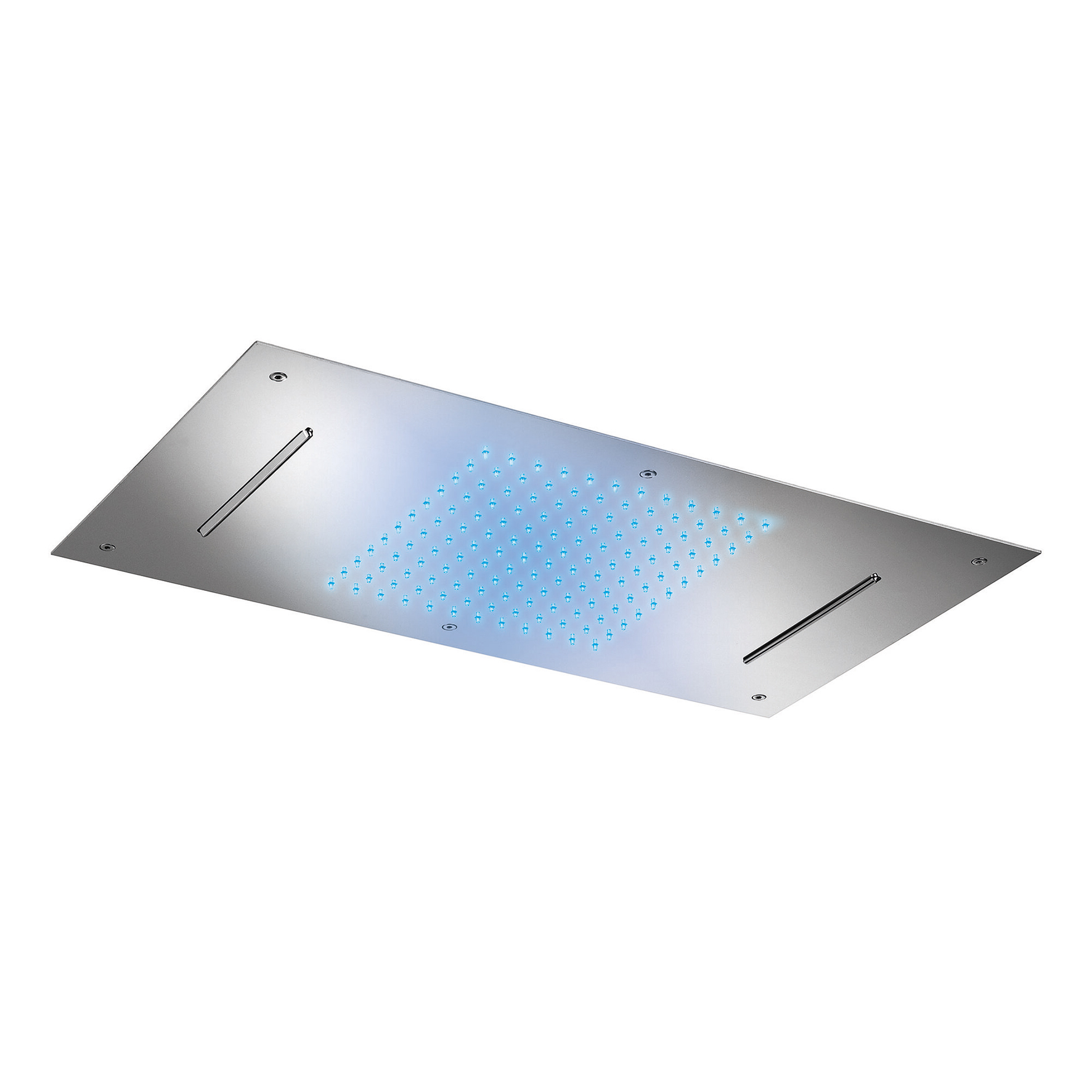 RODADORA RECTANGULAR DE ACERO INOXIDABLE, 700X380MM, 2 SALIDAS DE TECHO, CON CROMOTERAPIA, MANDO A DISTANCIA INCLUIDO.